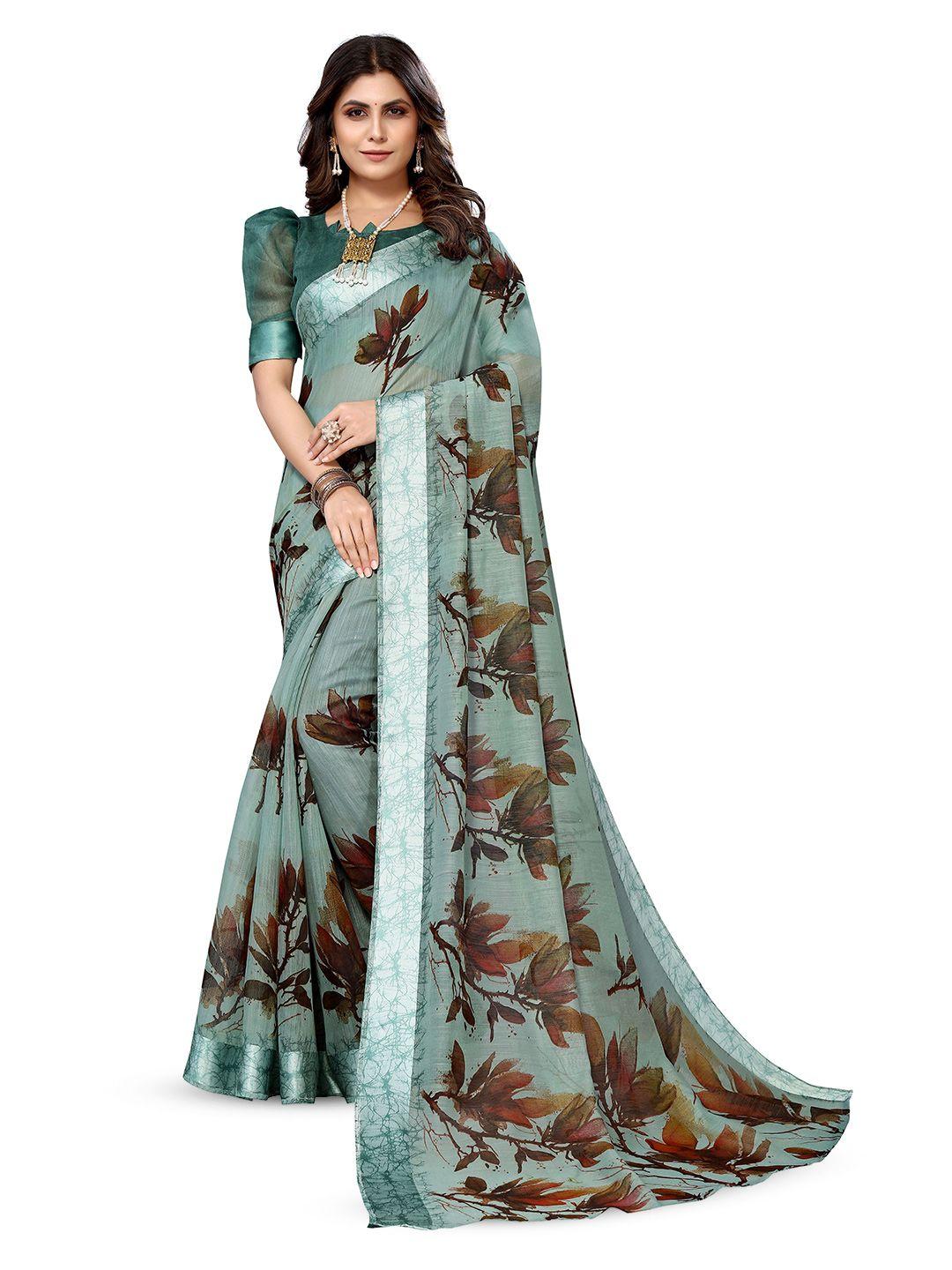 kalini floral printed satin saree