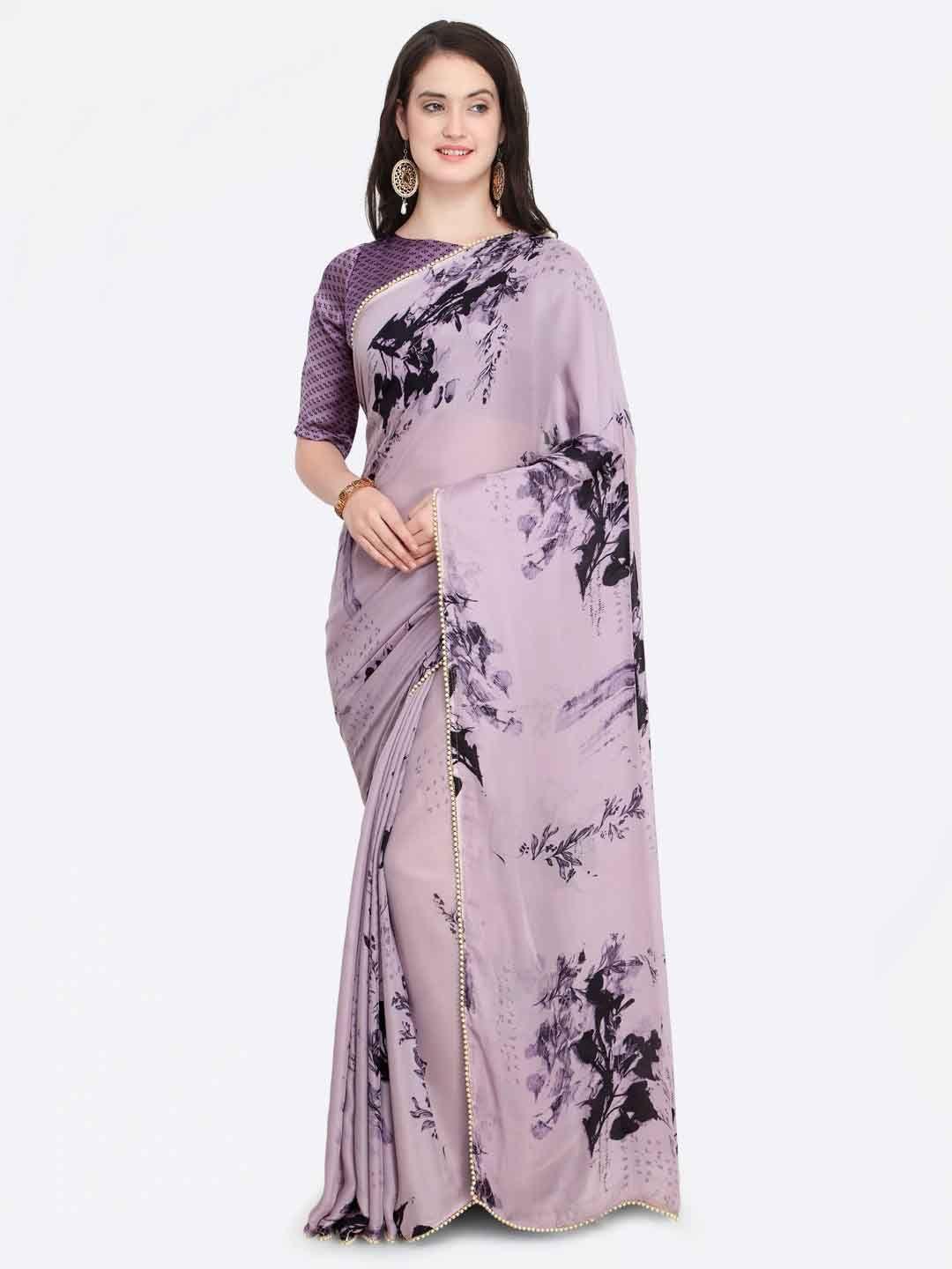 kalini floral printed satin saree