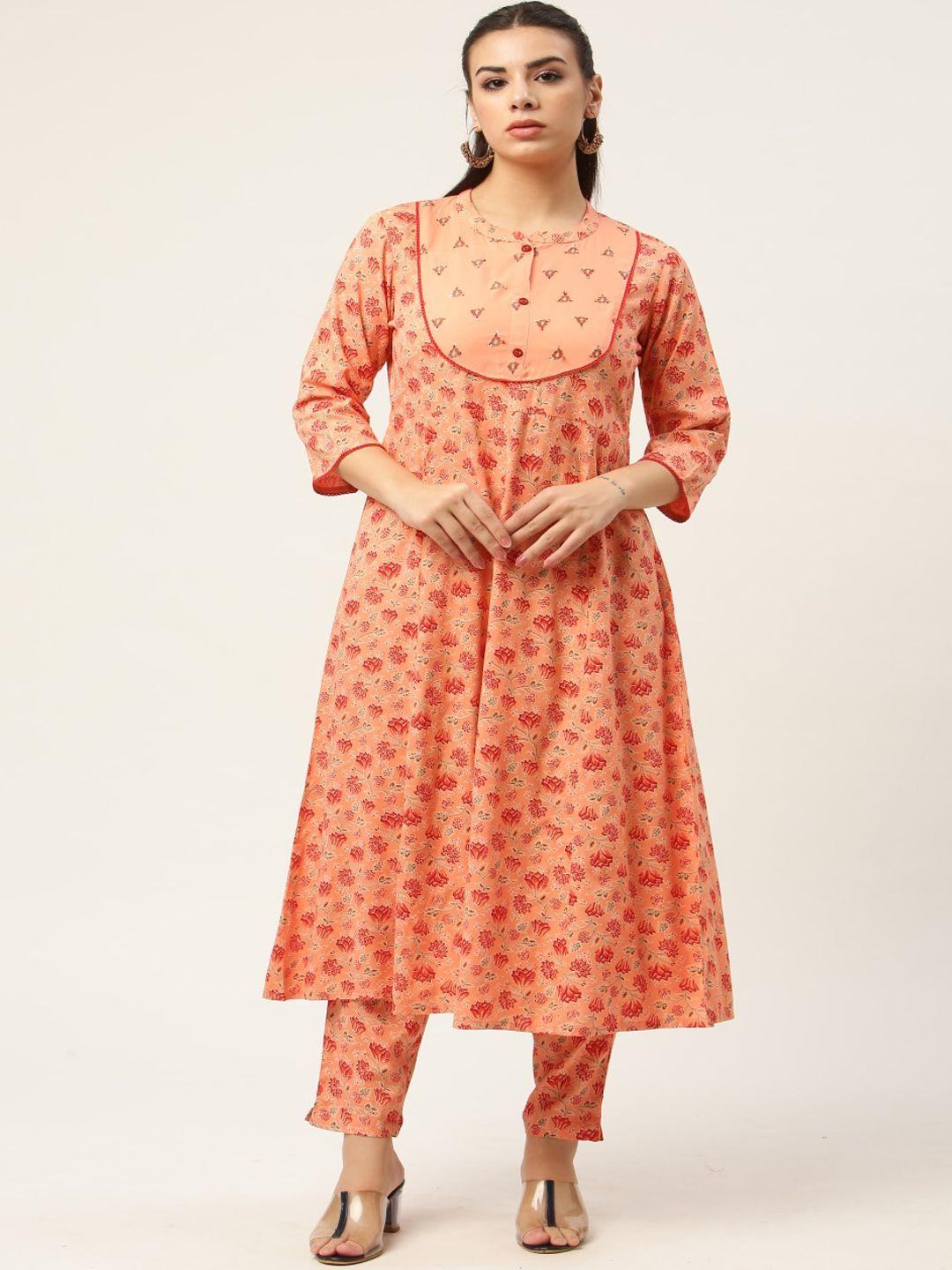 kalini floral printed sequinned detail a-line kurta with trousers