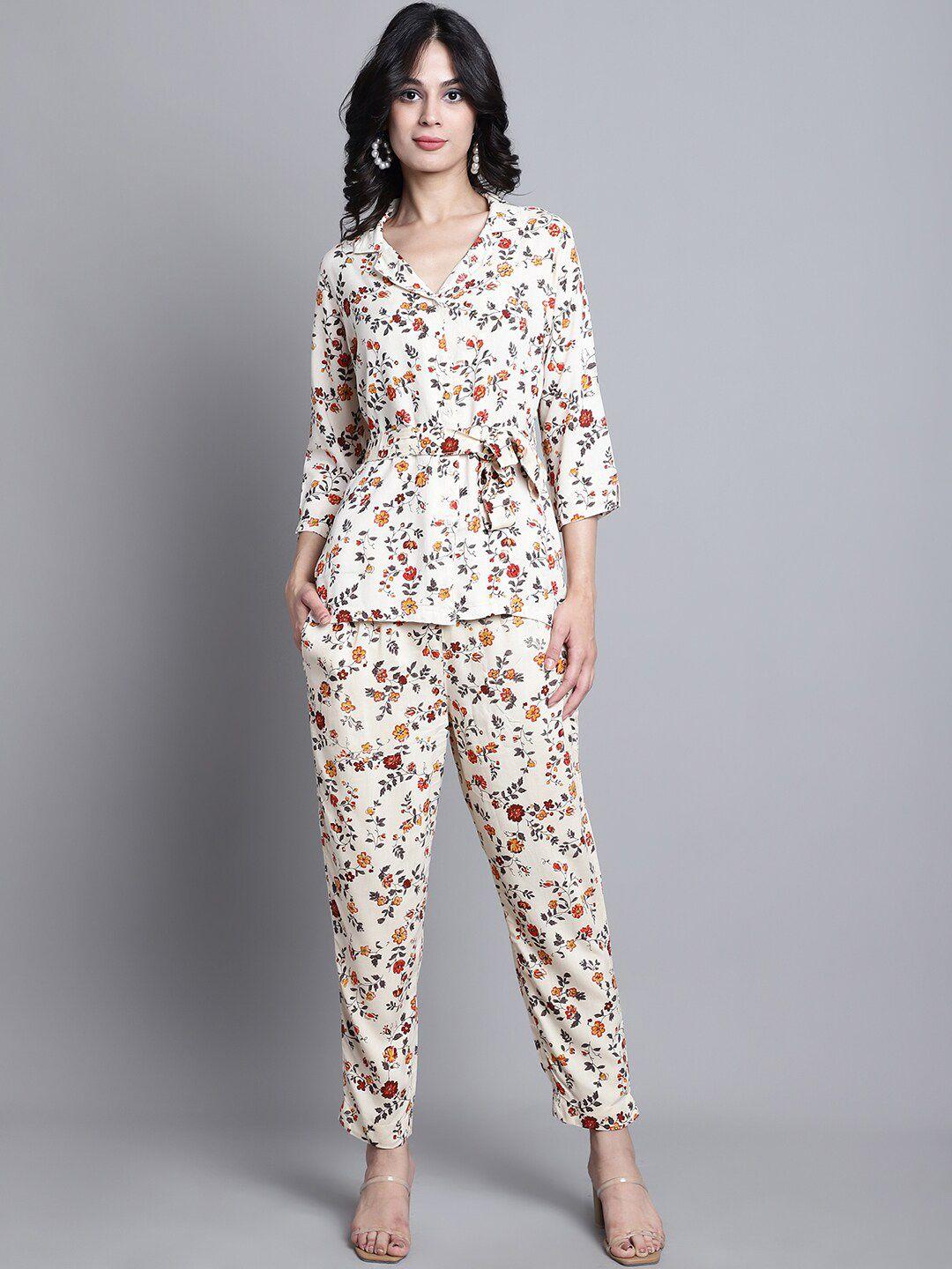 kalini floral printed shirt with trousers co-ords