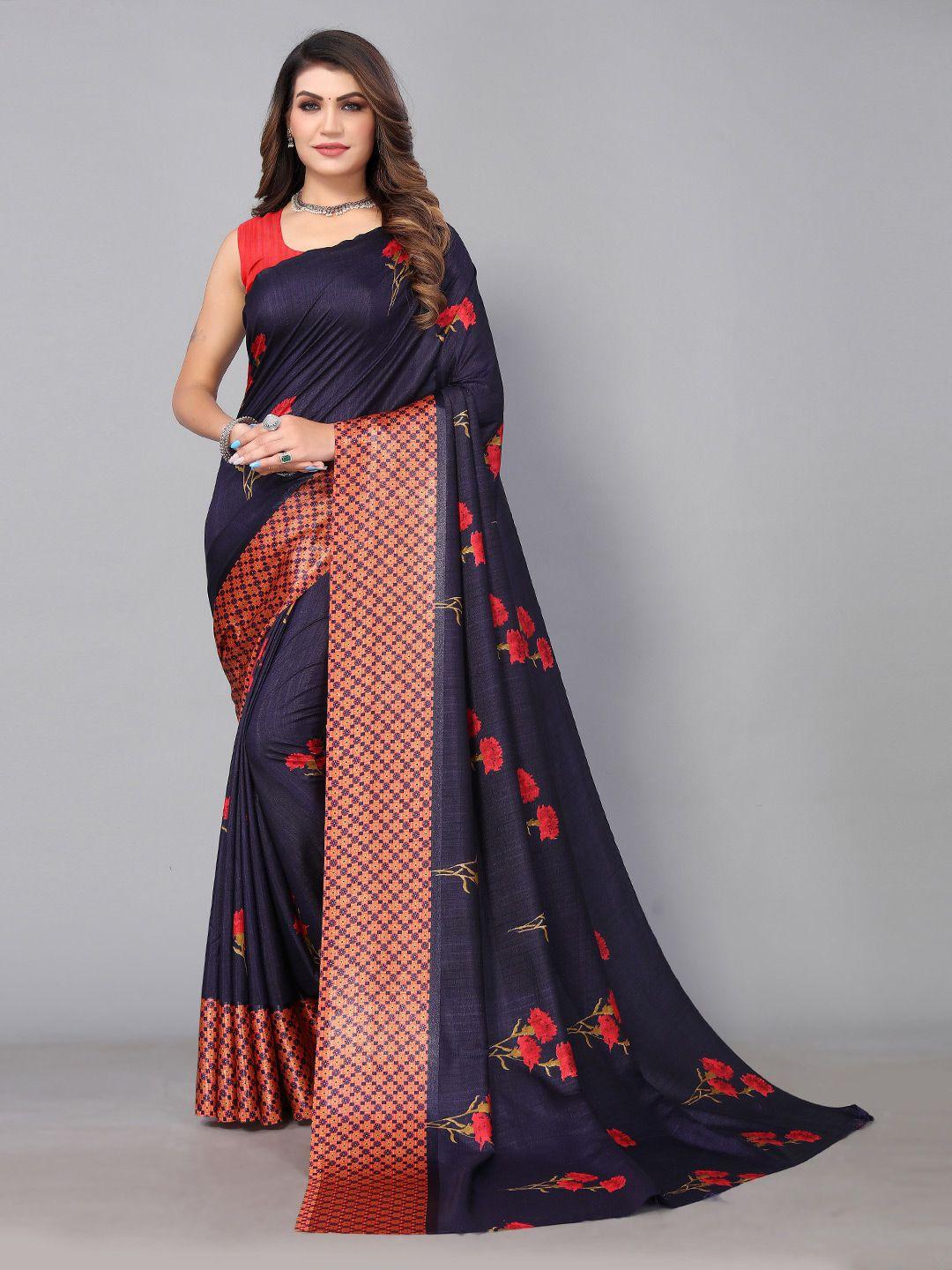 kalini floral printed silk blend saree