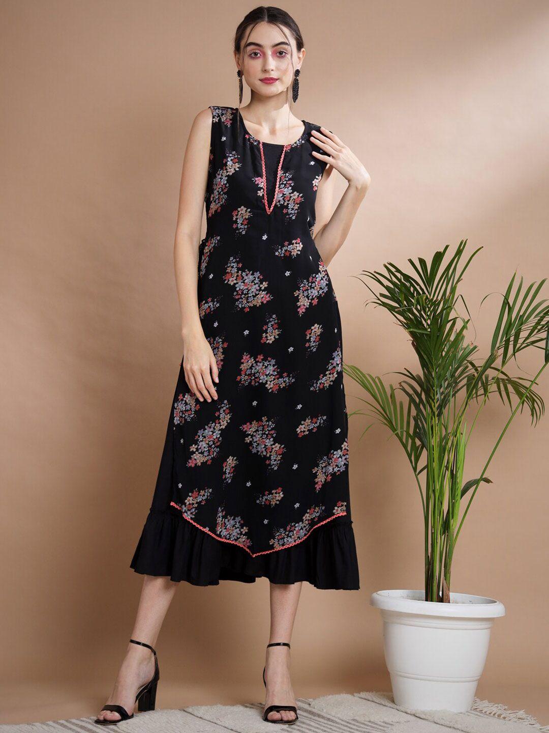 kalini floral printed sleeveless layered a-line midi dress