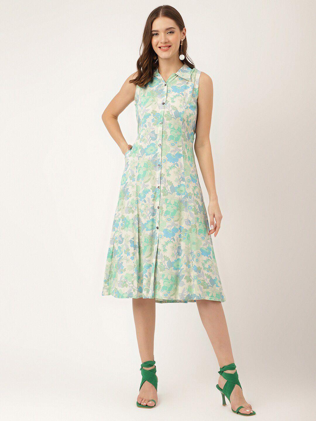 kalini floral printed sleeveless shirt midi dress