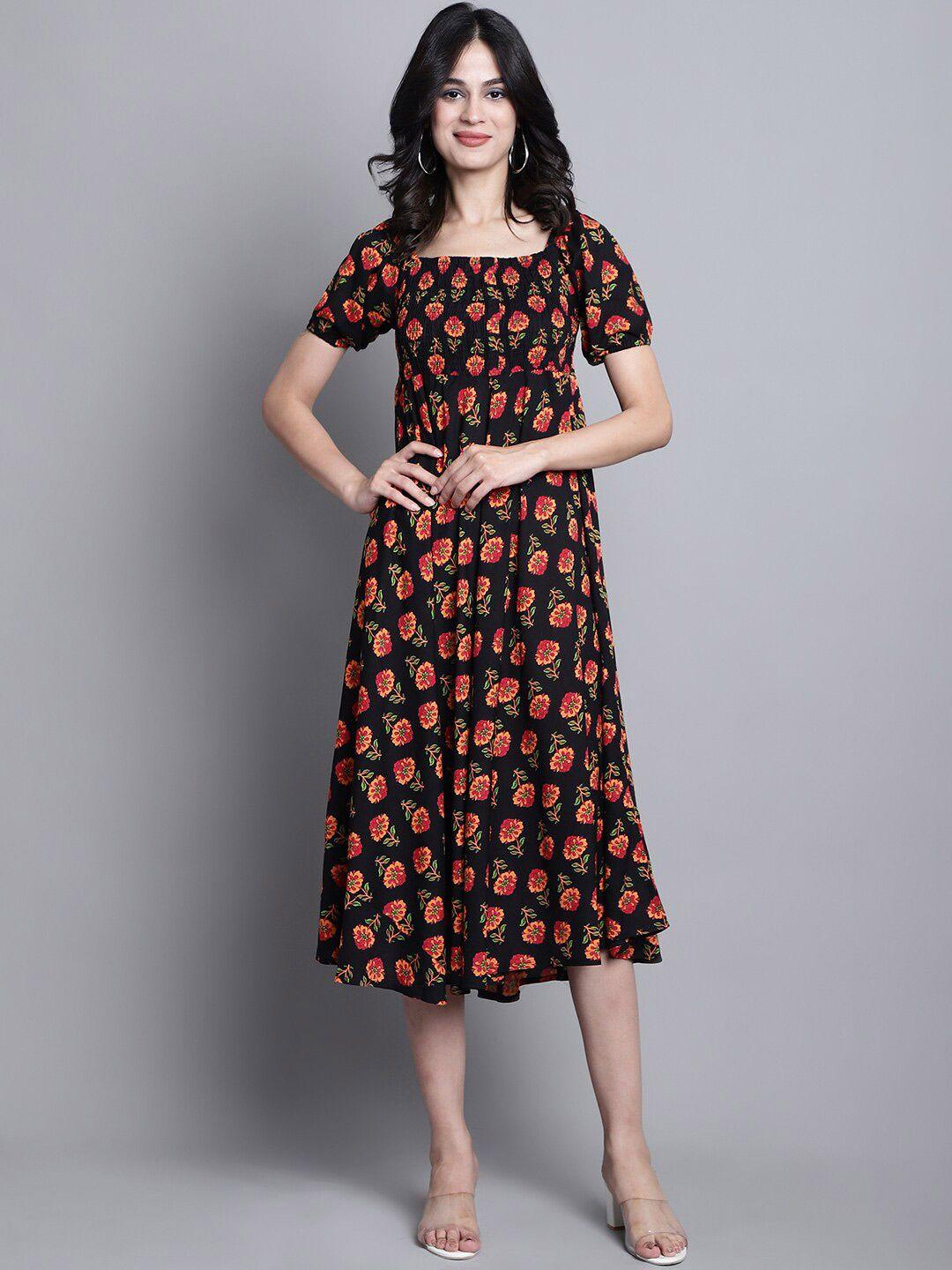 kalini floral printed smocked empire midi dress