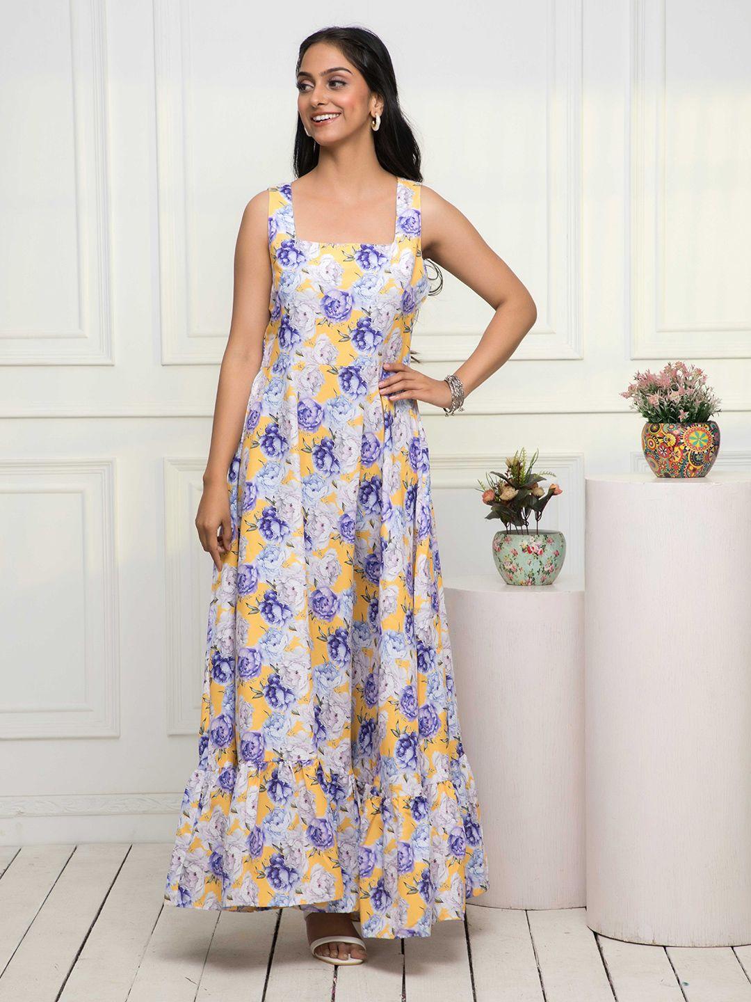 kalini floral printed square neck maxi dress