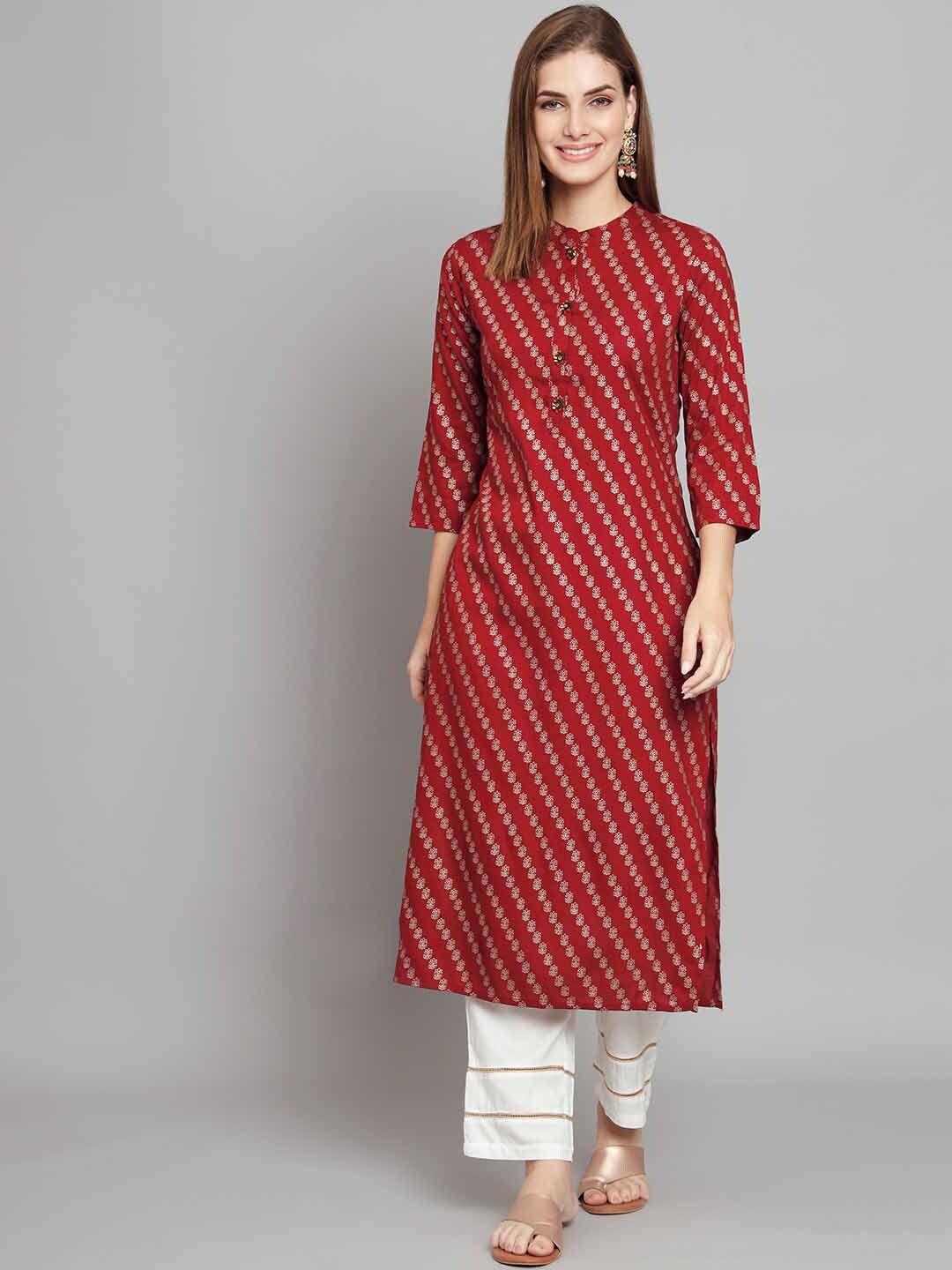 kalini floral printed straight kurta with palazzos