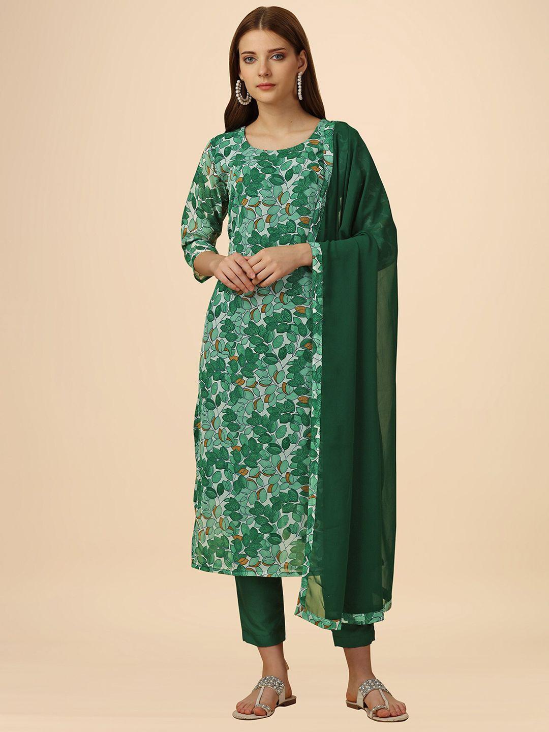 kalini floral printed straight kurta with trousers & with dupatta