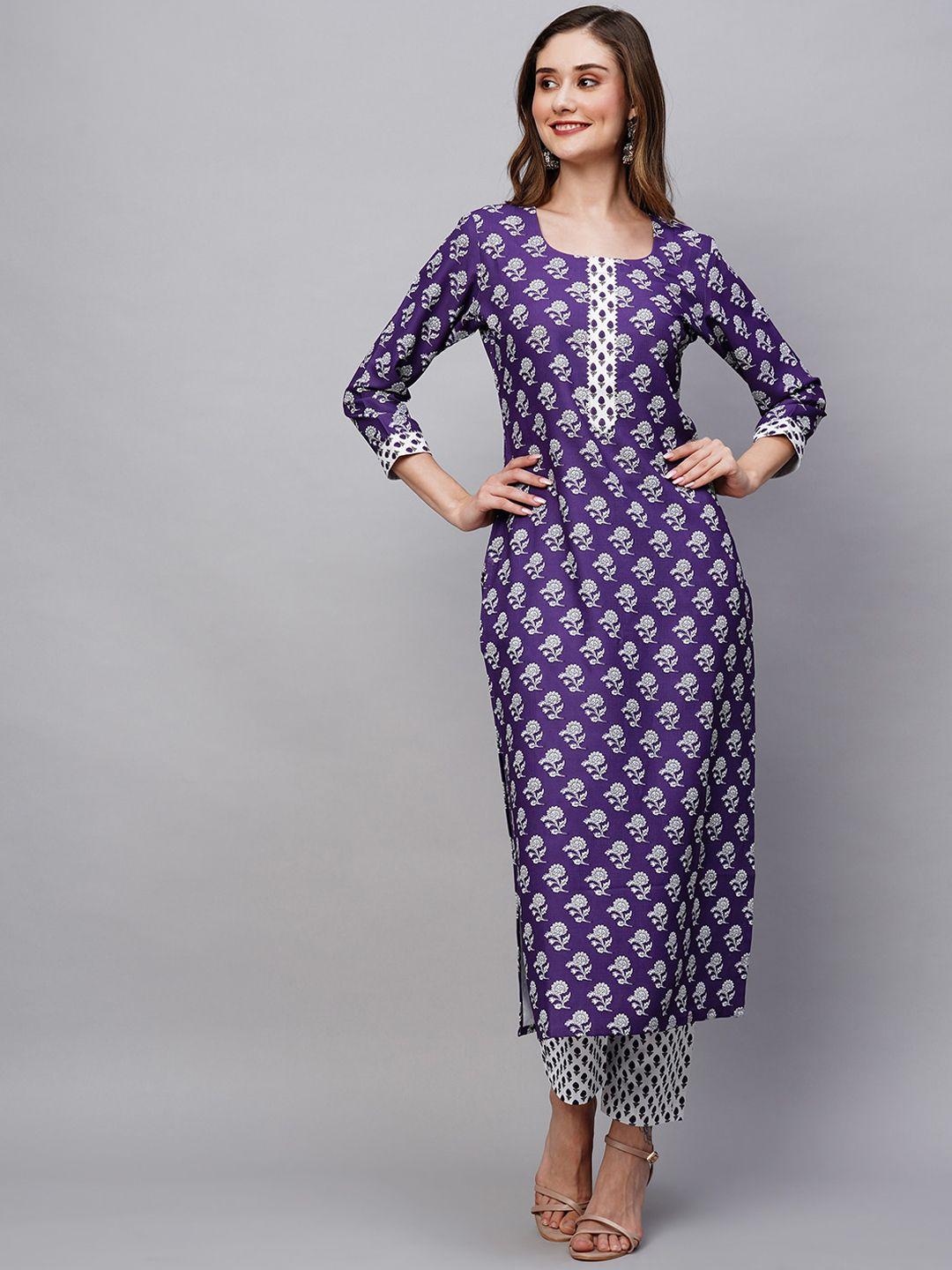 kalini floral printed straight kurta with trousers