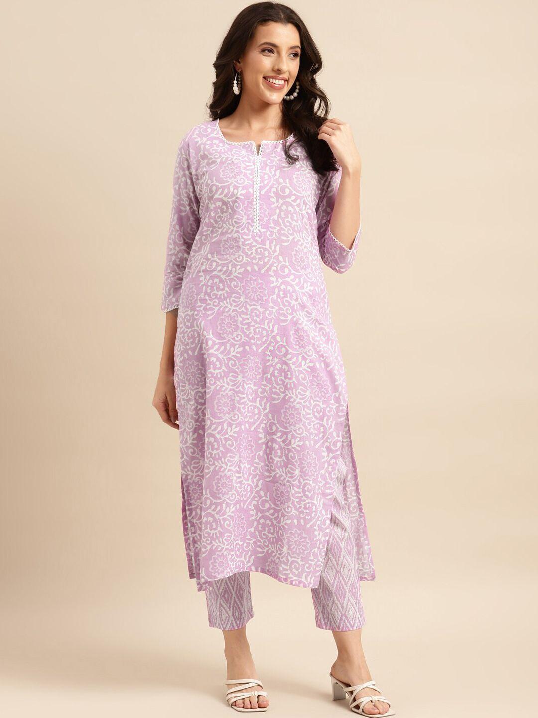 kalini floral printed straight kurta with trousers