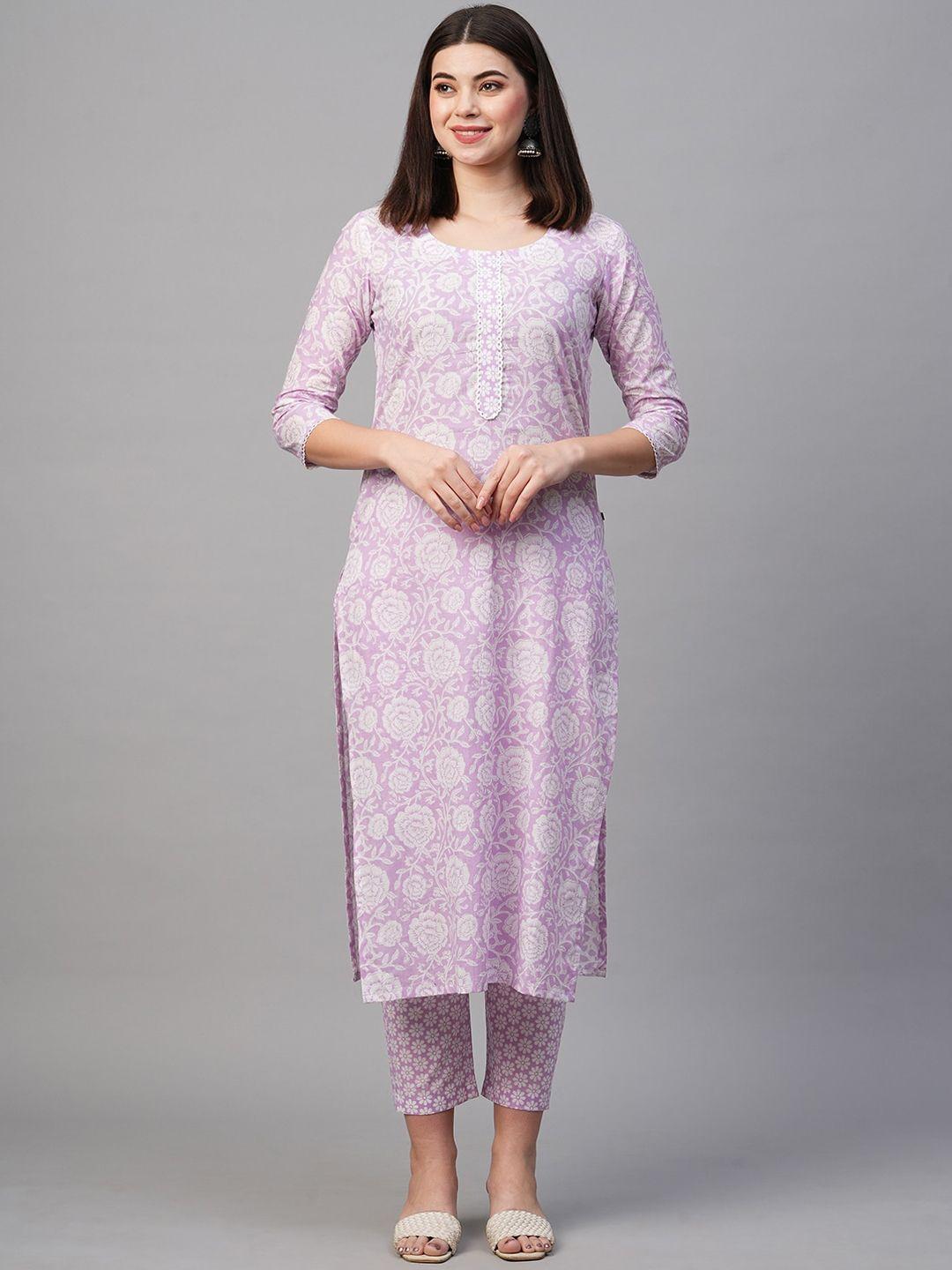 kalini floral printed straight kurta with trousers