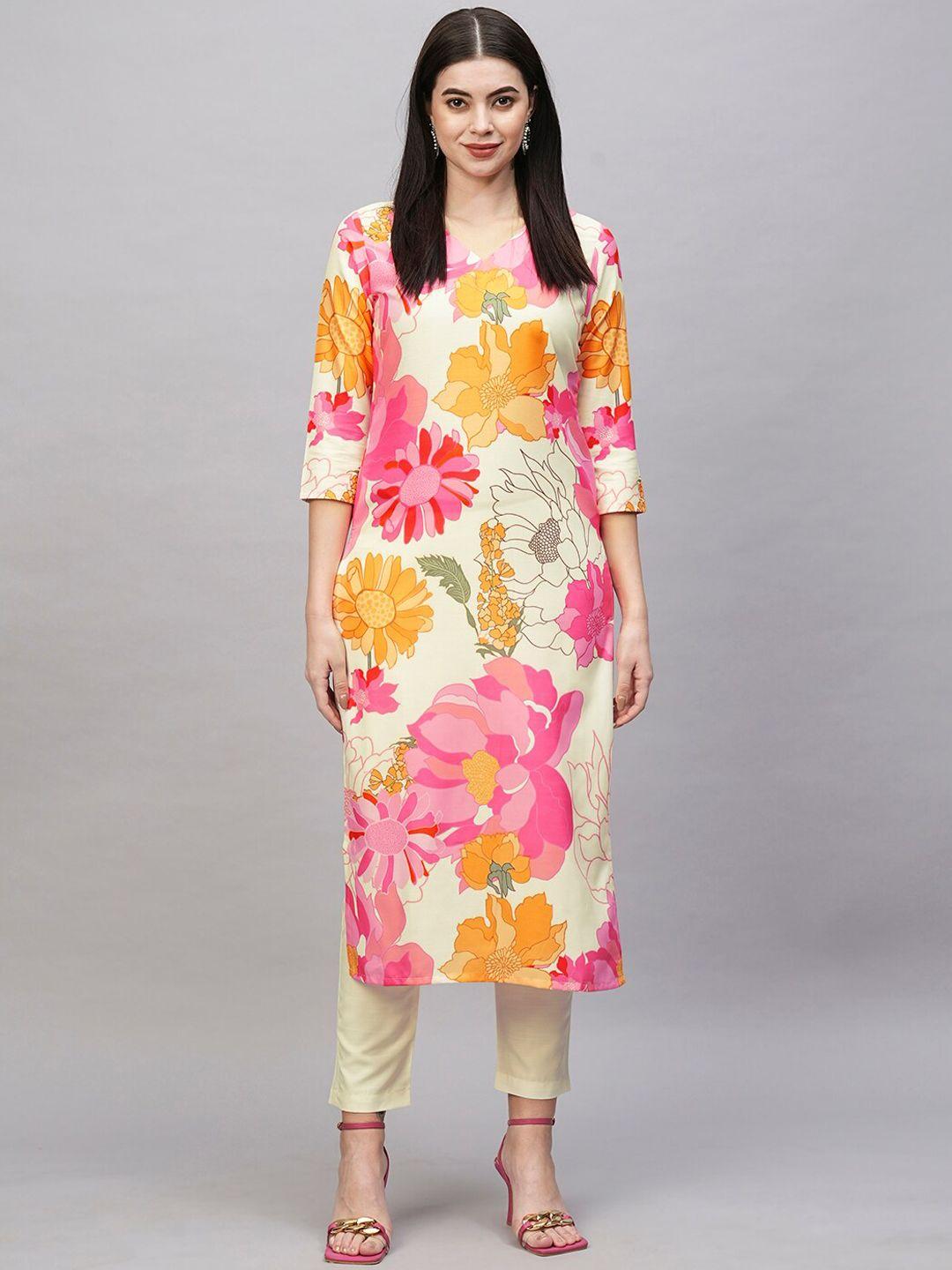 kalini floral printed straight kurta with trousers