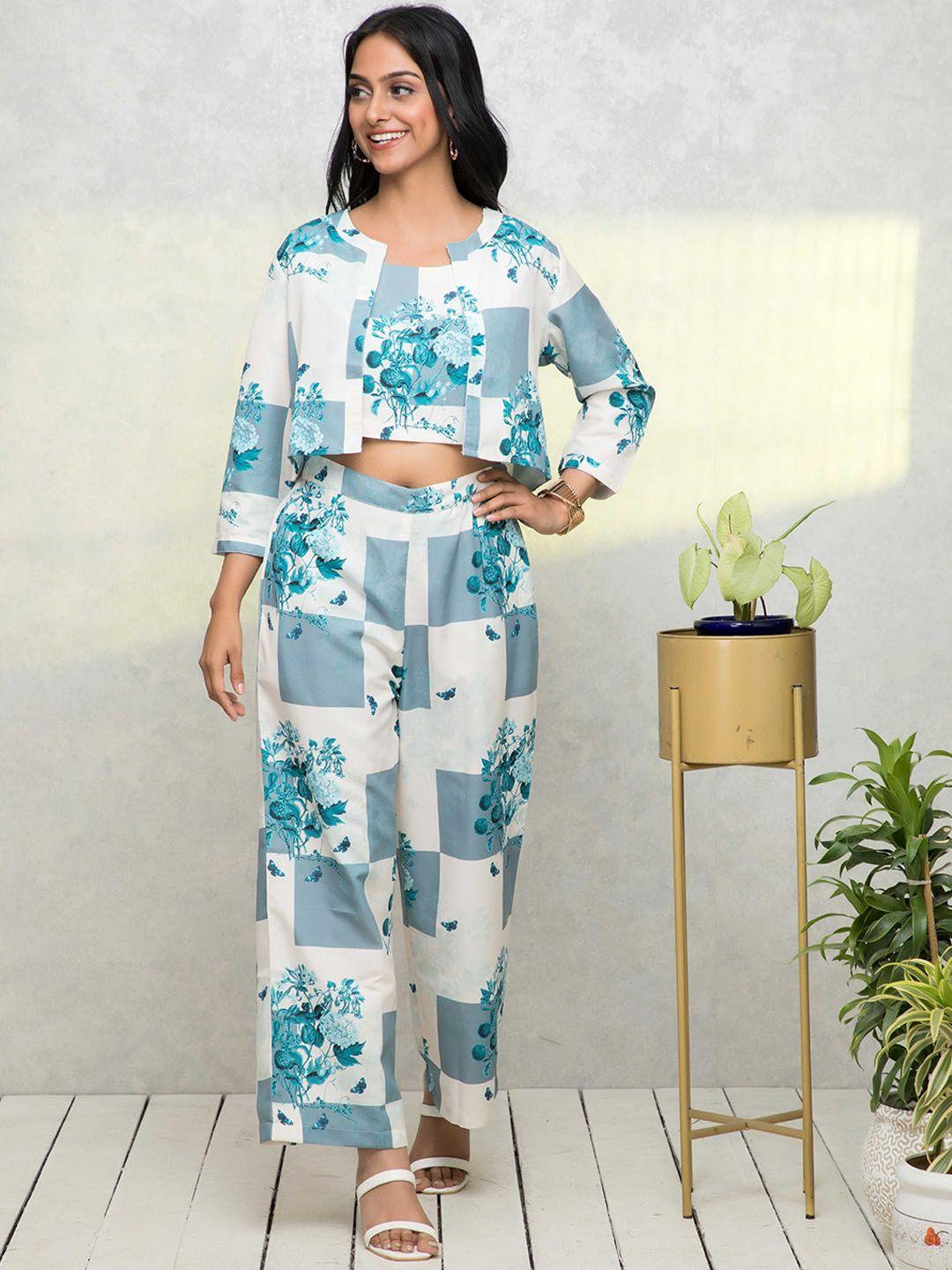 kalini floral printed three-piece co-ords