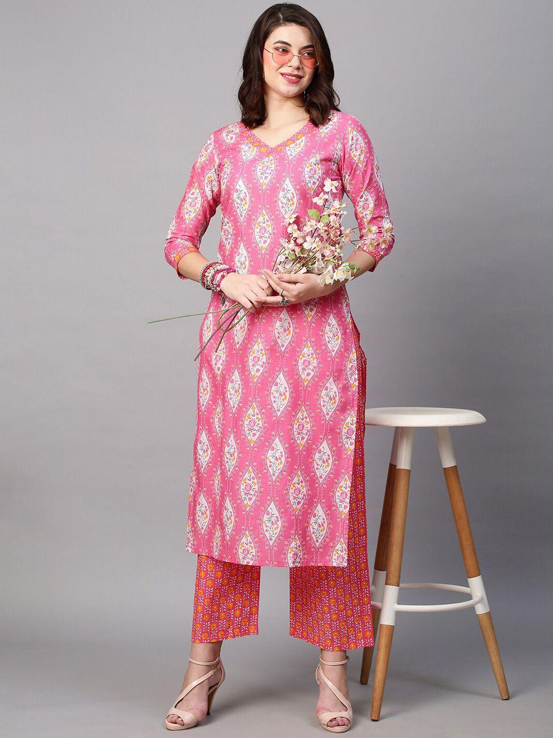 kalini floral printed v-neck kurta with palazzos