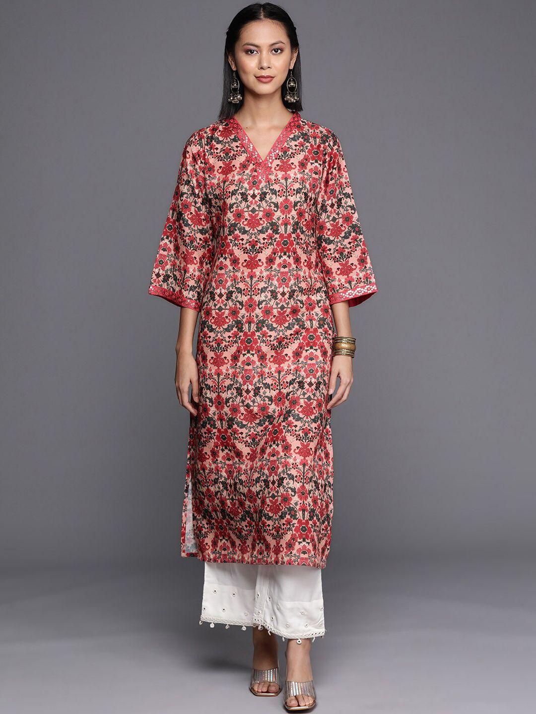 kalini floral printed v-neck sequinned kurta