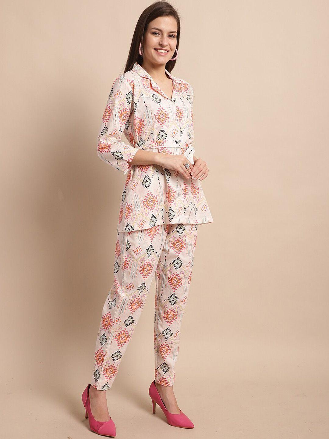 kalini floral printed waist tie-ups shirt with trouser