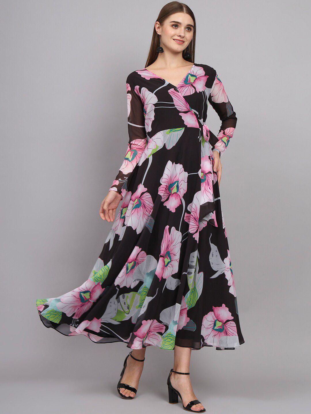 kalini floral printed wrap maxi dress