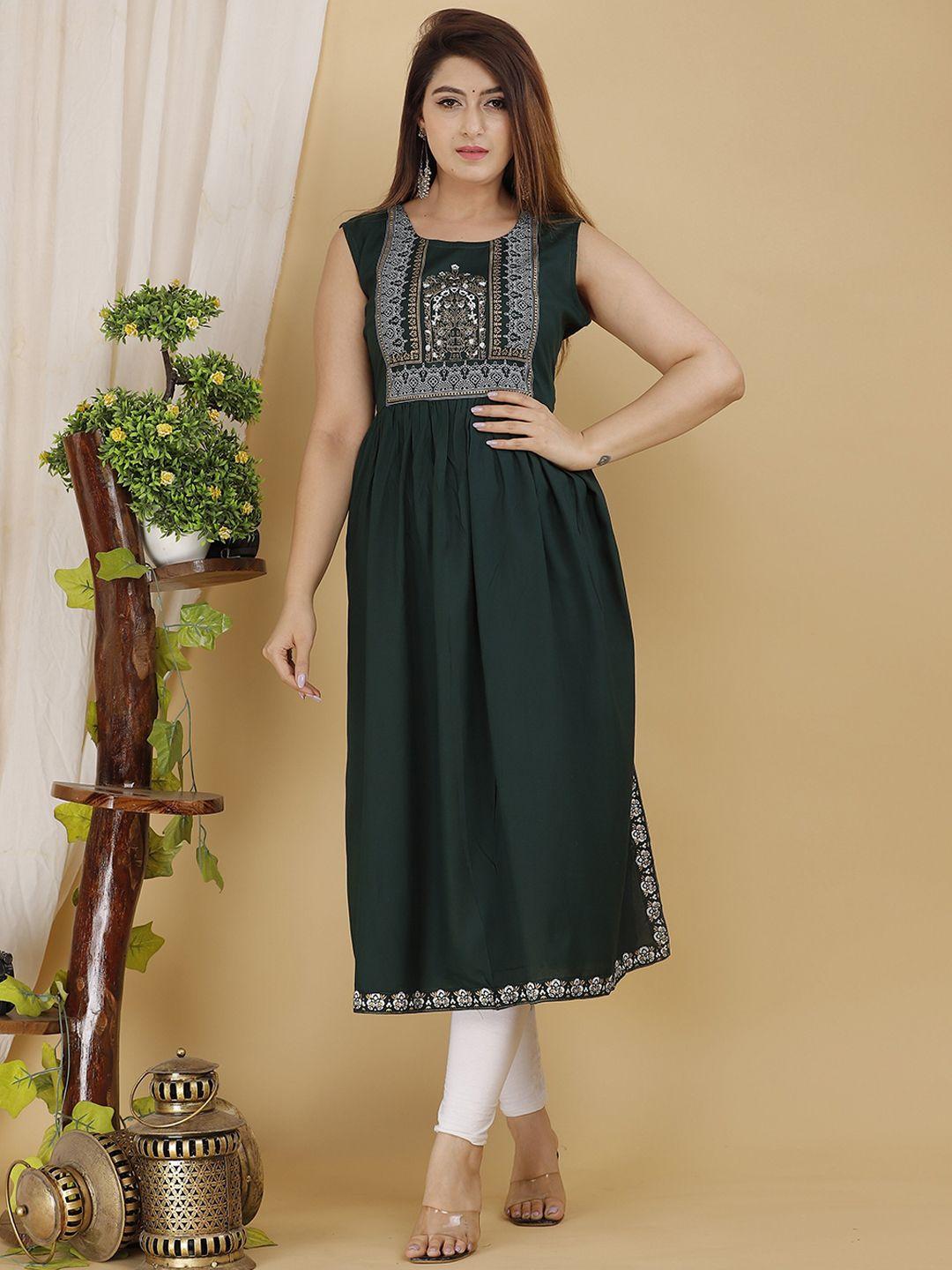 kalini floral printed yoke design a-line kurta