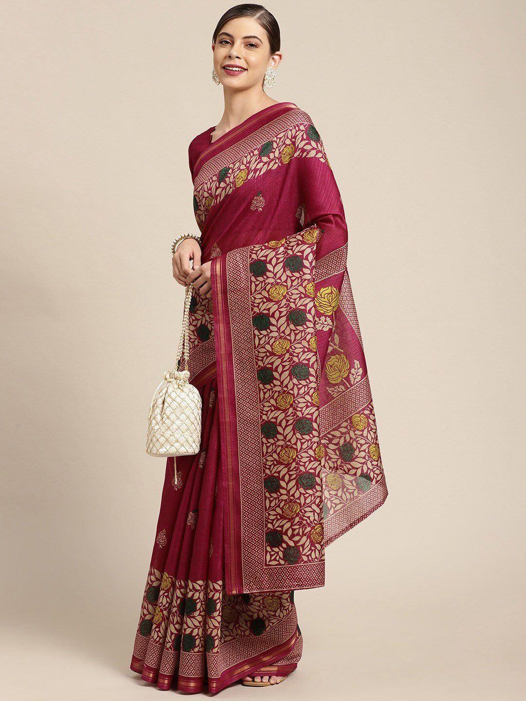 kalini floral printed zari saree