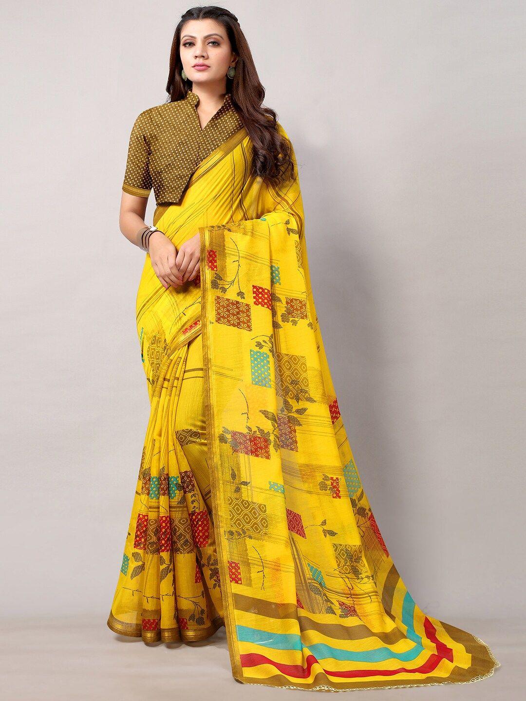 kalini floral printed zari saree