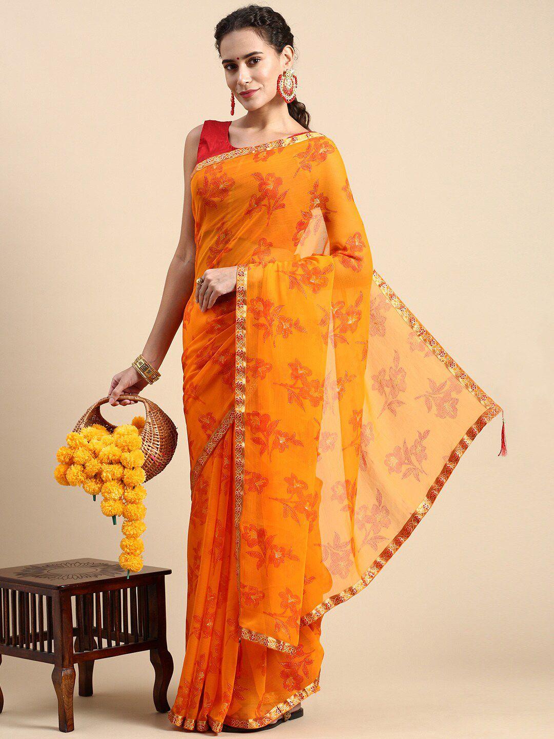 kalini floral printed zari saree