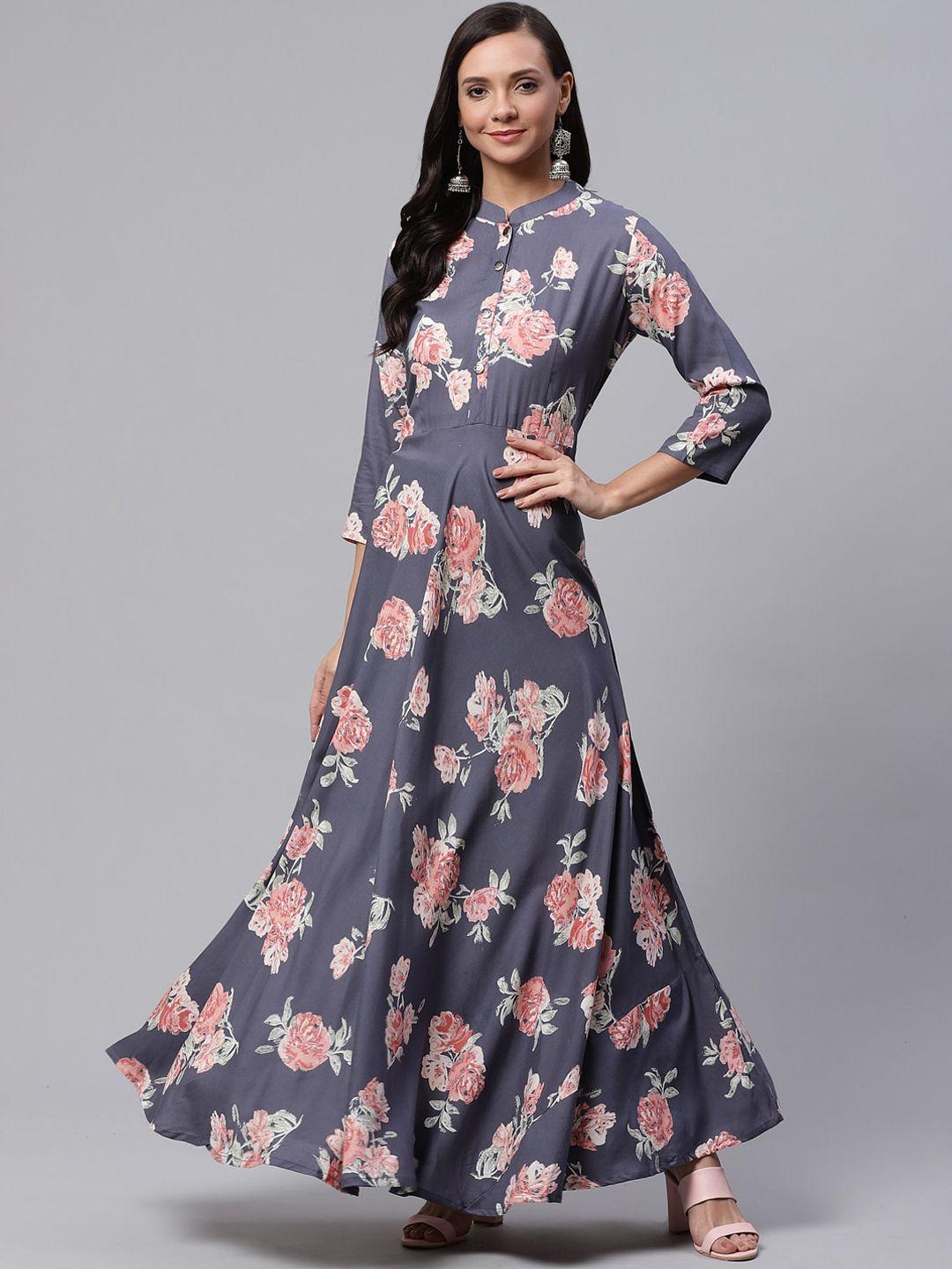 kalini floral shirt collar anarkali kurta