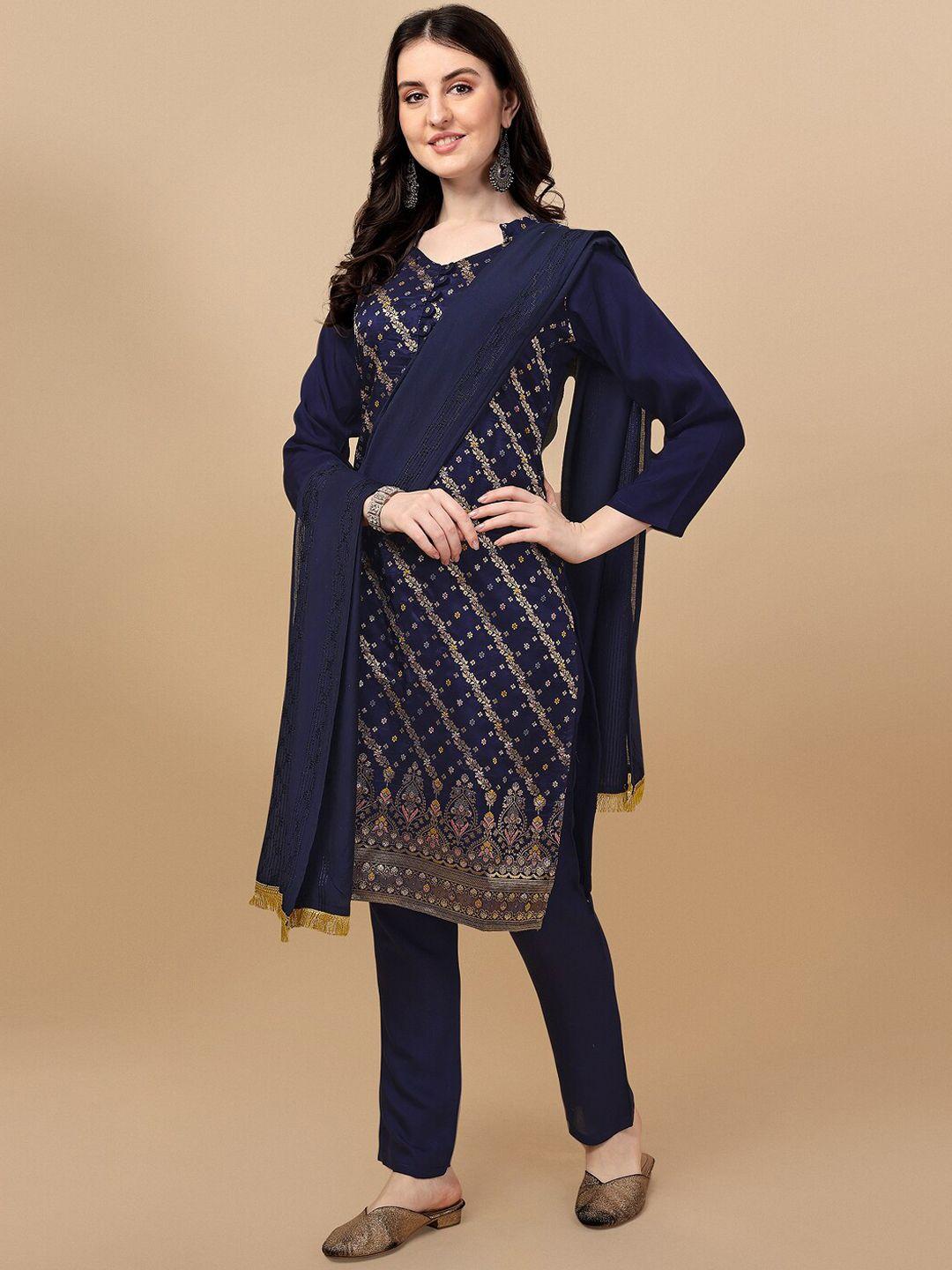 kalini floral woven design pure silk kurta with trousers & dupatta