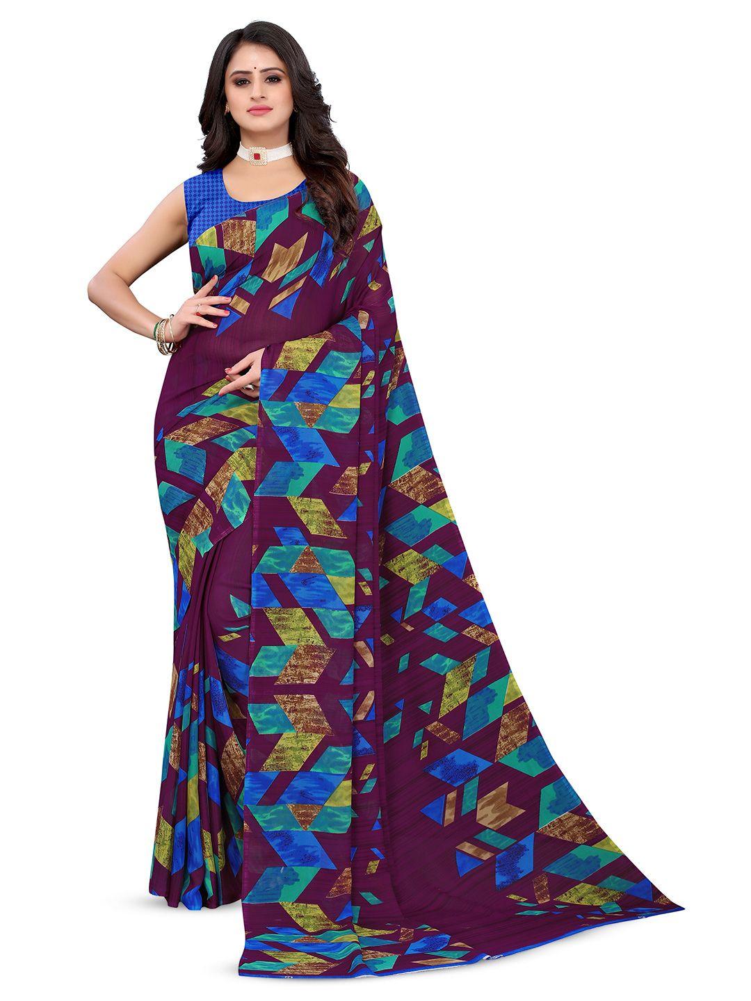 kalini geometric printed art silk saree