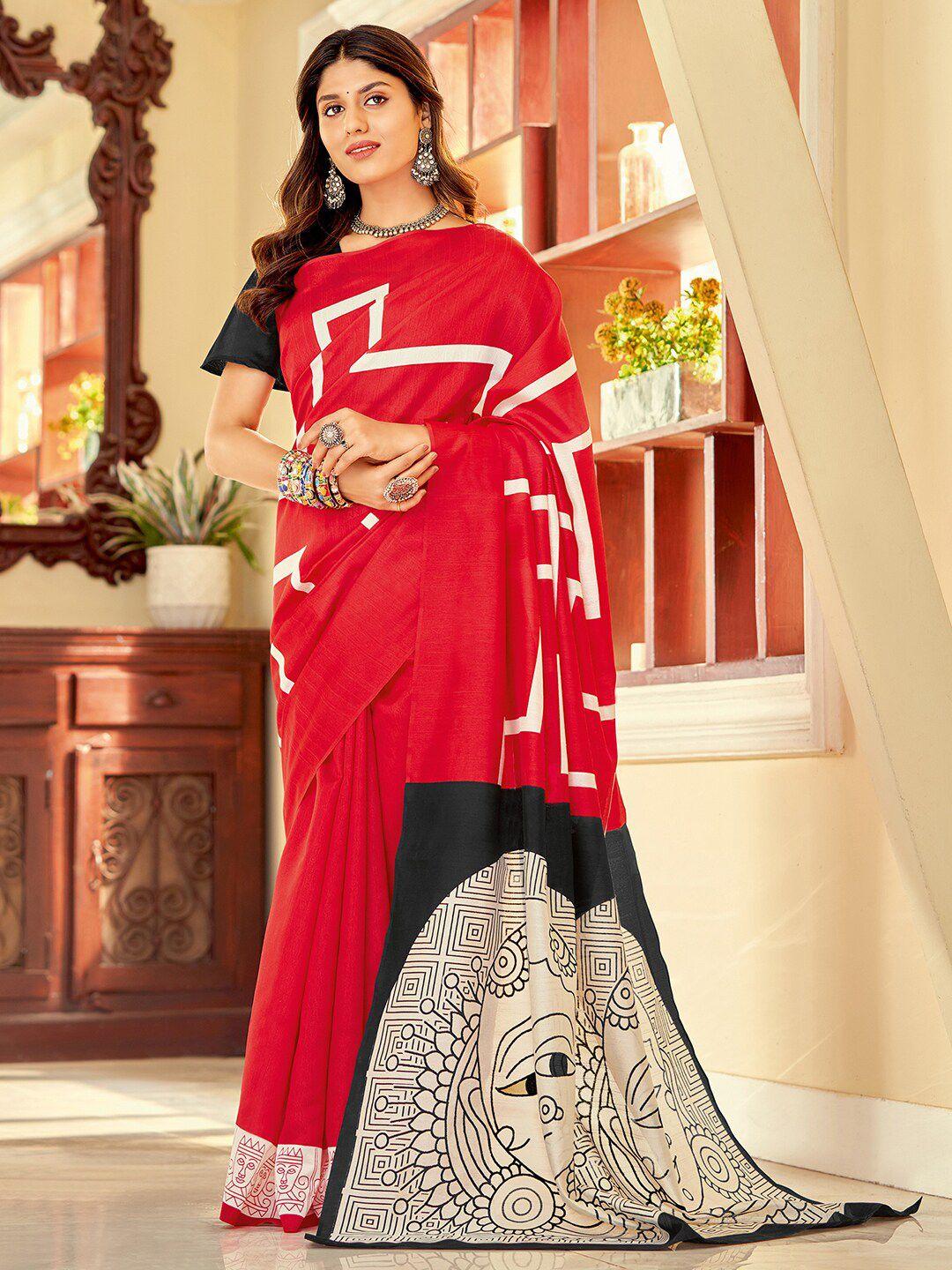 kalini geometric printed bhagalpuri saree