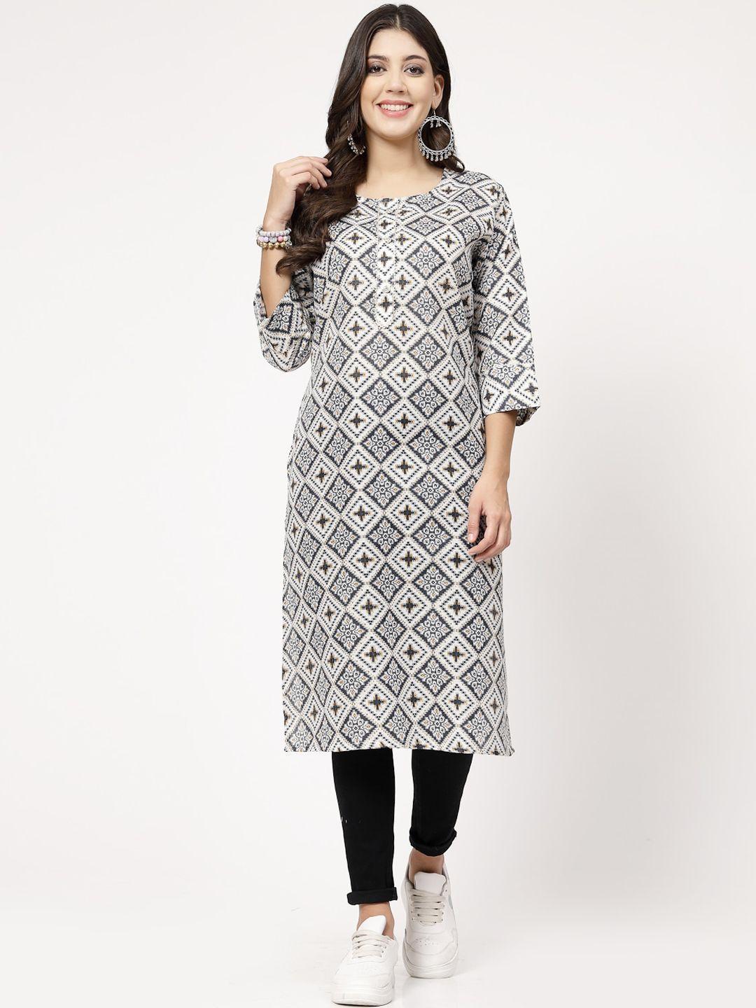 kalini geometric printed cotton kurta