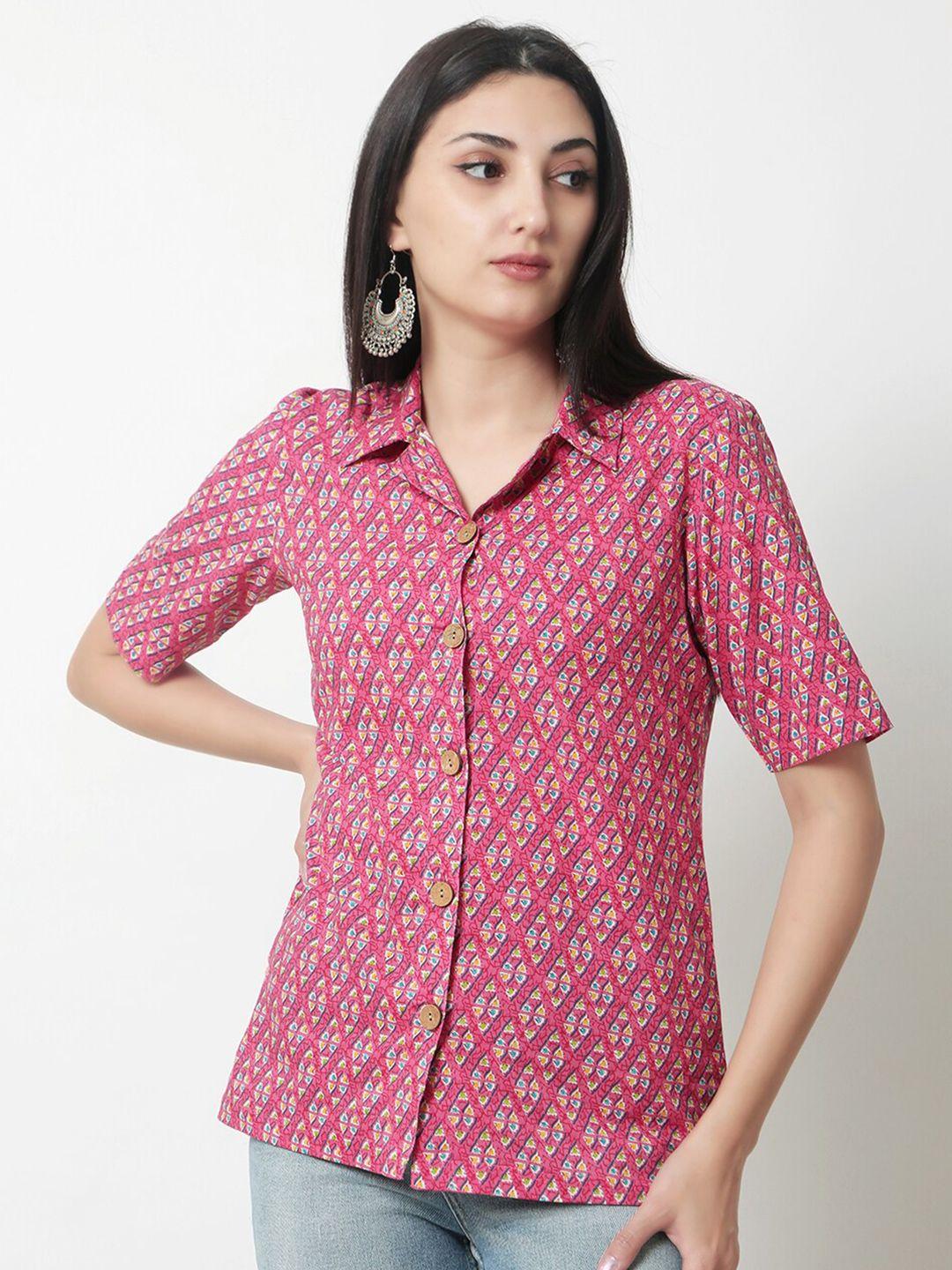 kalini geometric printed cotton shirt top