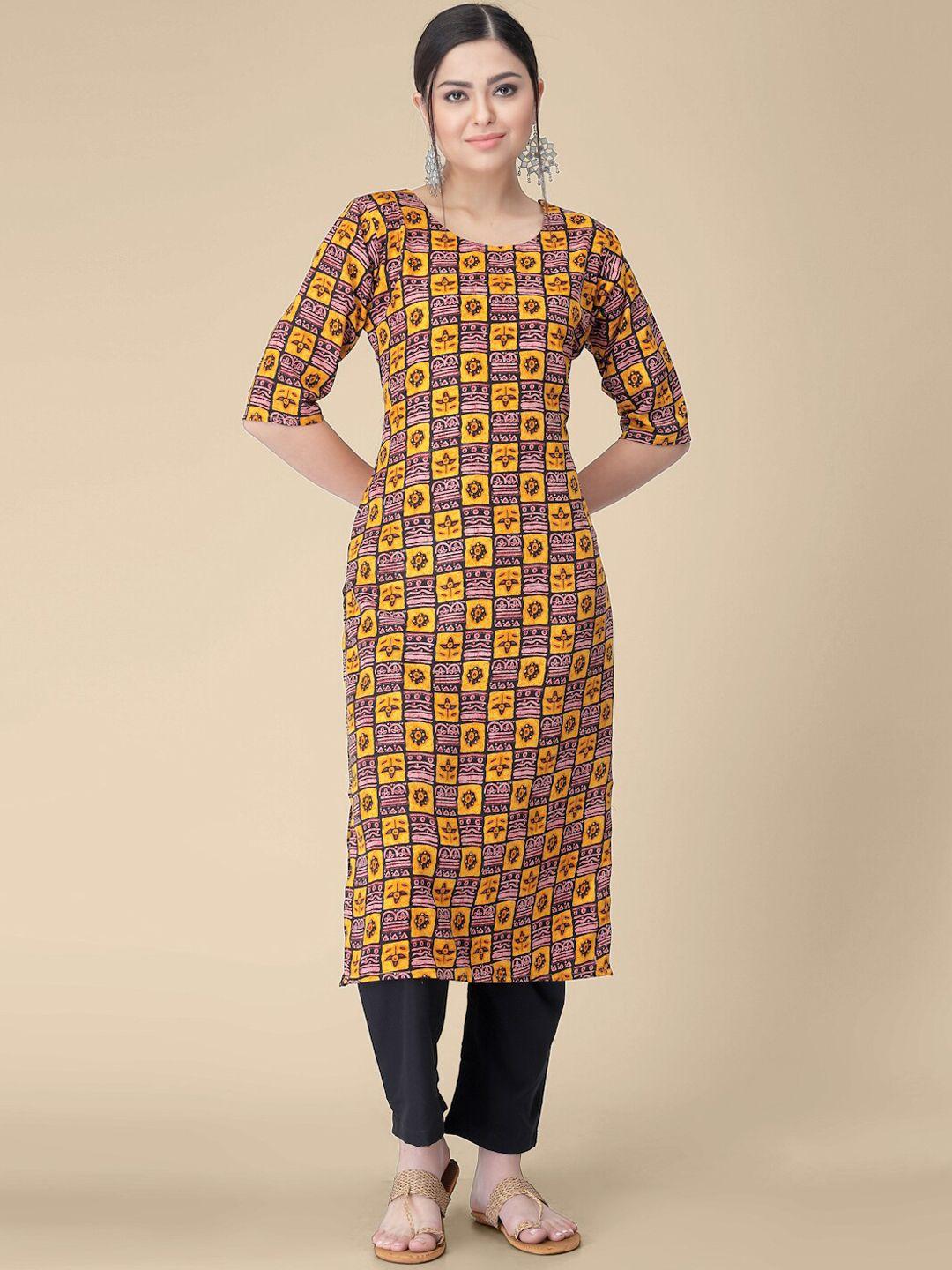 kalini geometric printed crepe straight kurta