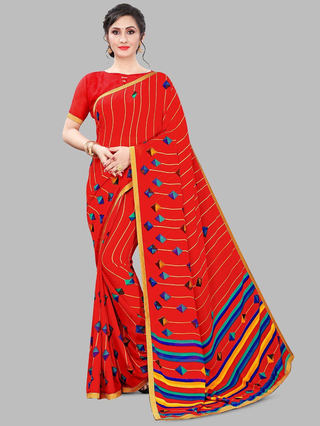 kalini geometric printed embroidered saree