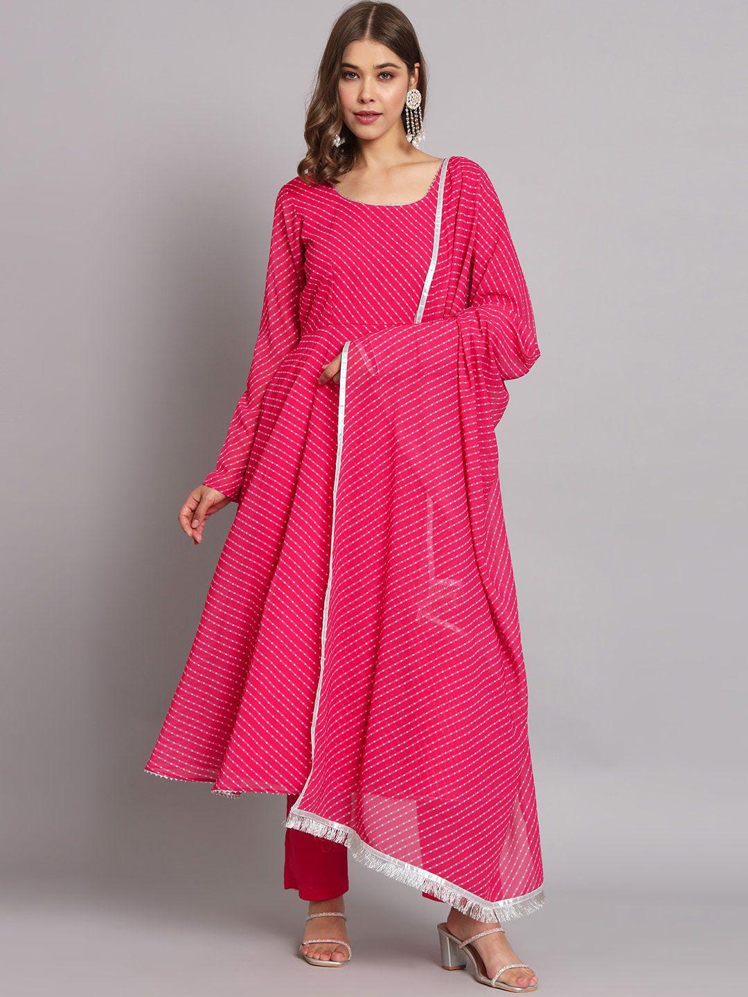 kalini geometric printed georgette anarkali kurta with dupatta