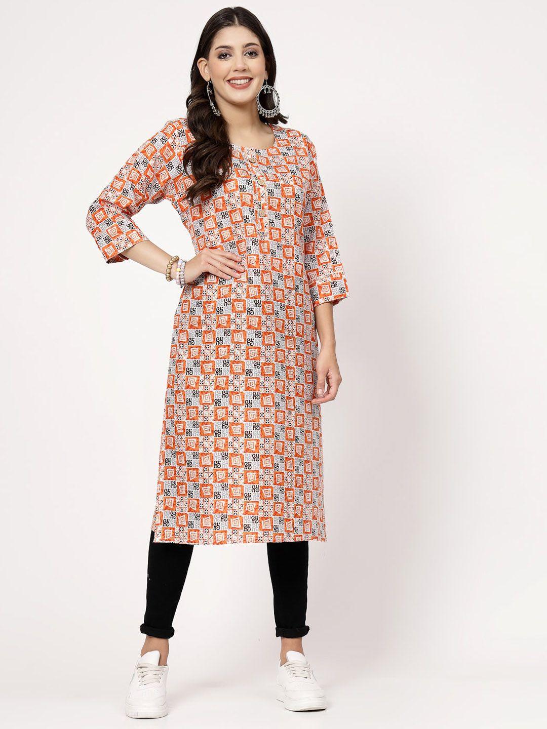 kalini geometric printed gotta patti straight pure cotton kurta