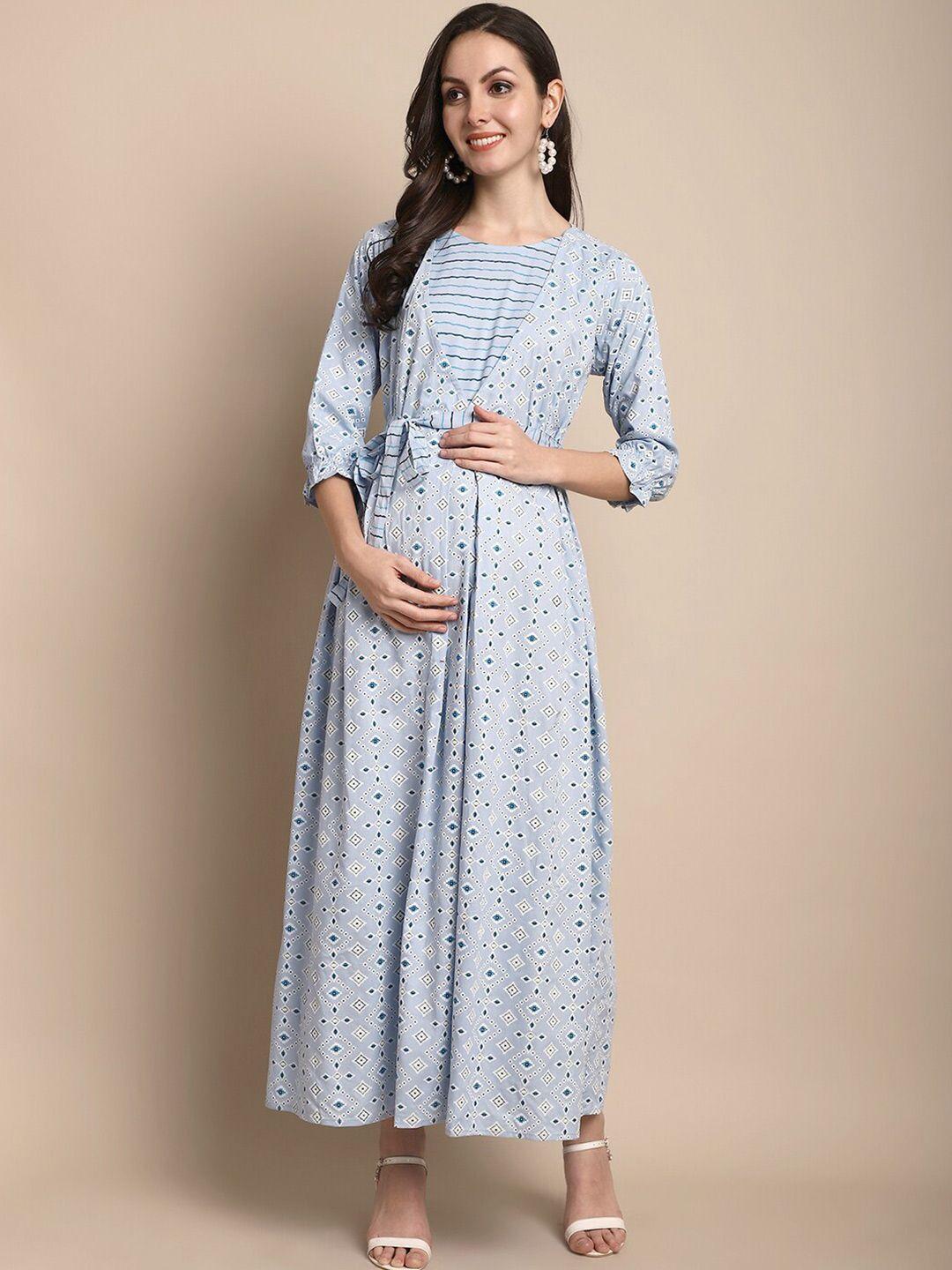 kalini geometric printed maternity maxi dress