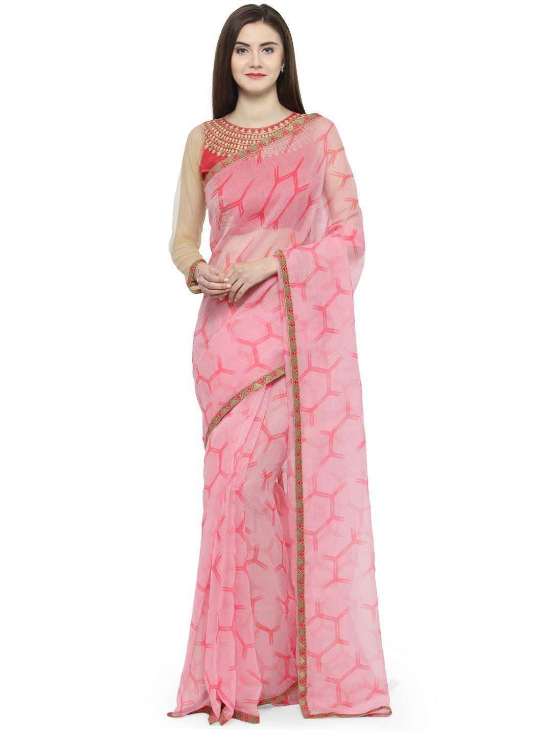 kalini geometric printed net saree