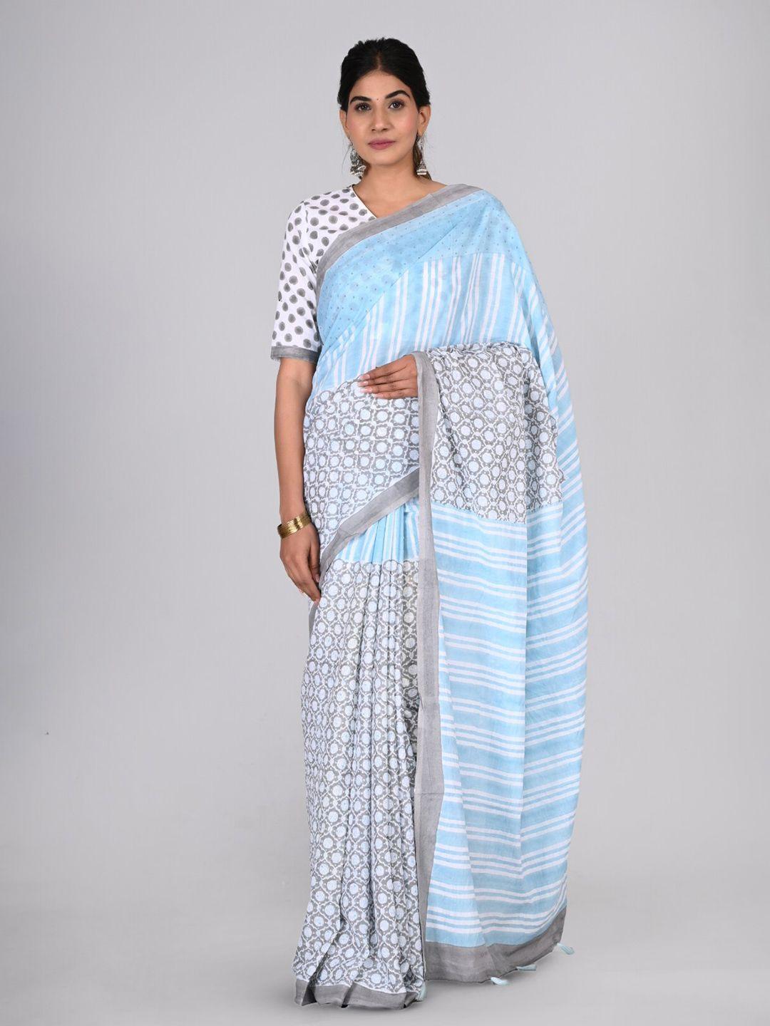 kalini geometric printed pure cotton saree