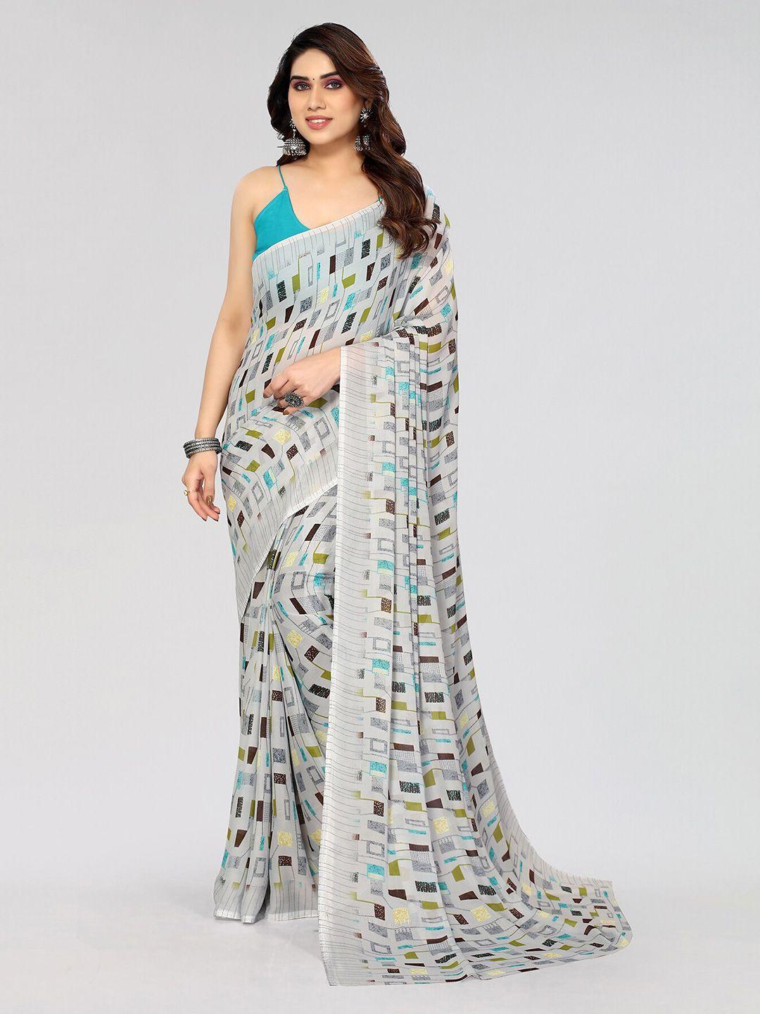 kalini geometric printed pure georgette saree