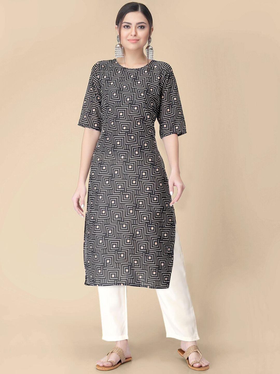 kalini geometric printed regular kurta with trousers