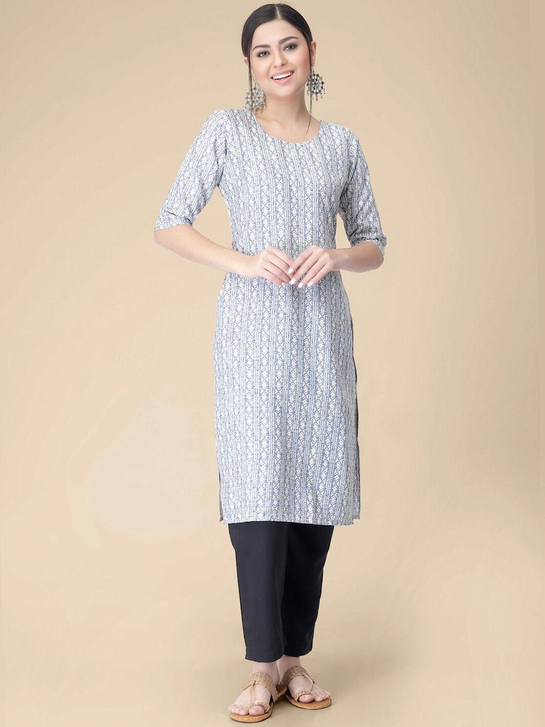 kalini geometric printed regular kurta with trousers