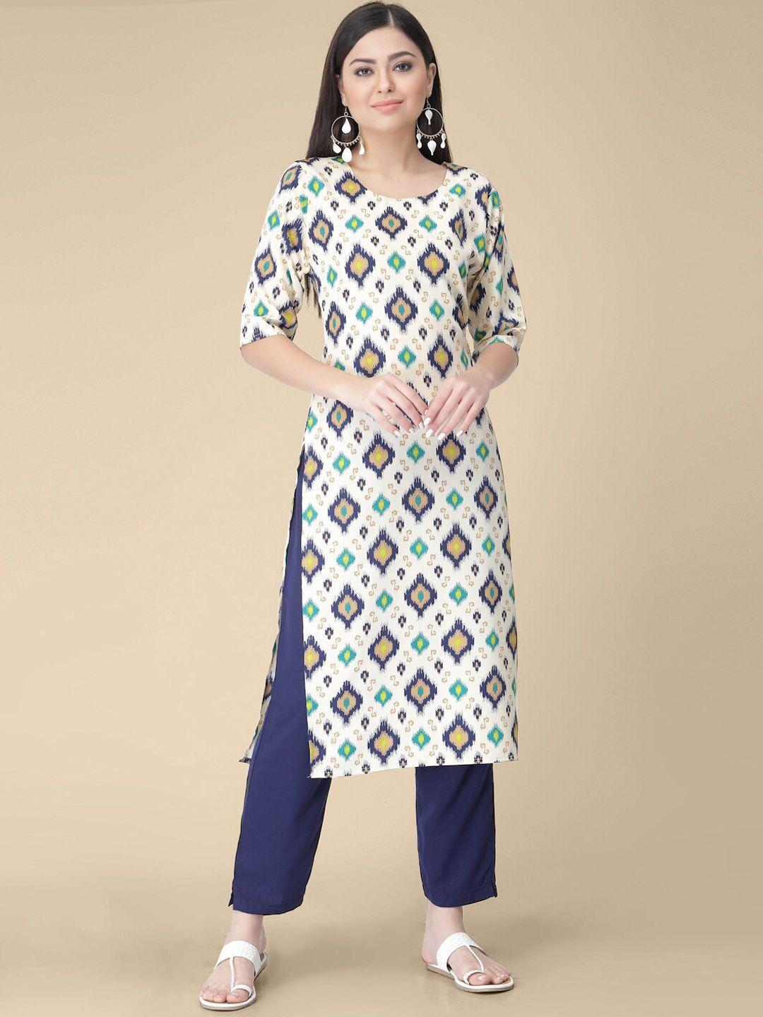 kalini geometric printed regular straight kurta