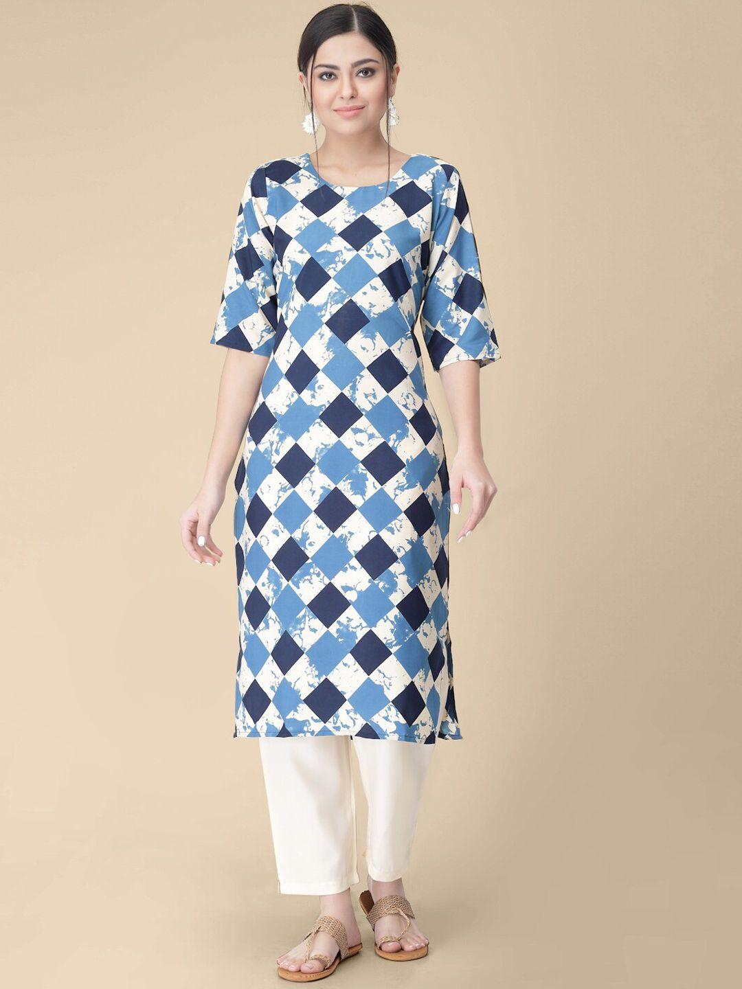 kalini geometric printed round neck  kurta with trousers