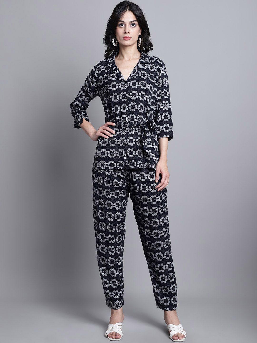 kalini geometric printed shirt with trousers co-ords