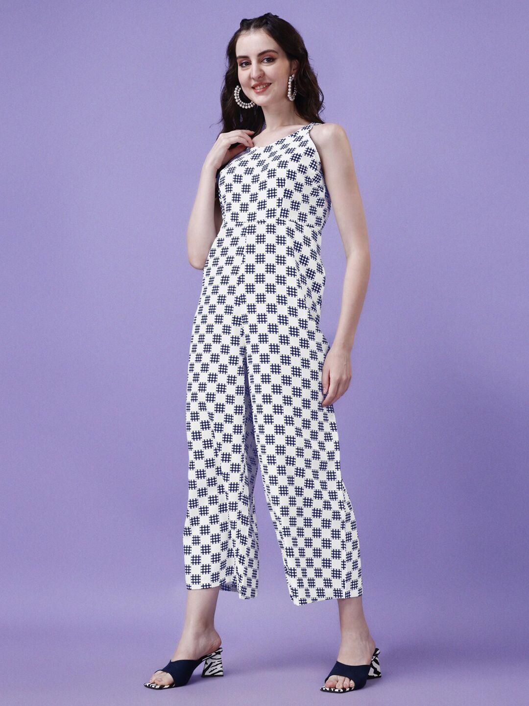 kalini geometric printed shoulder straps culotte jumpsuit