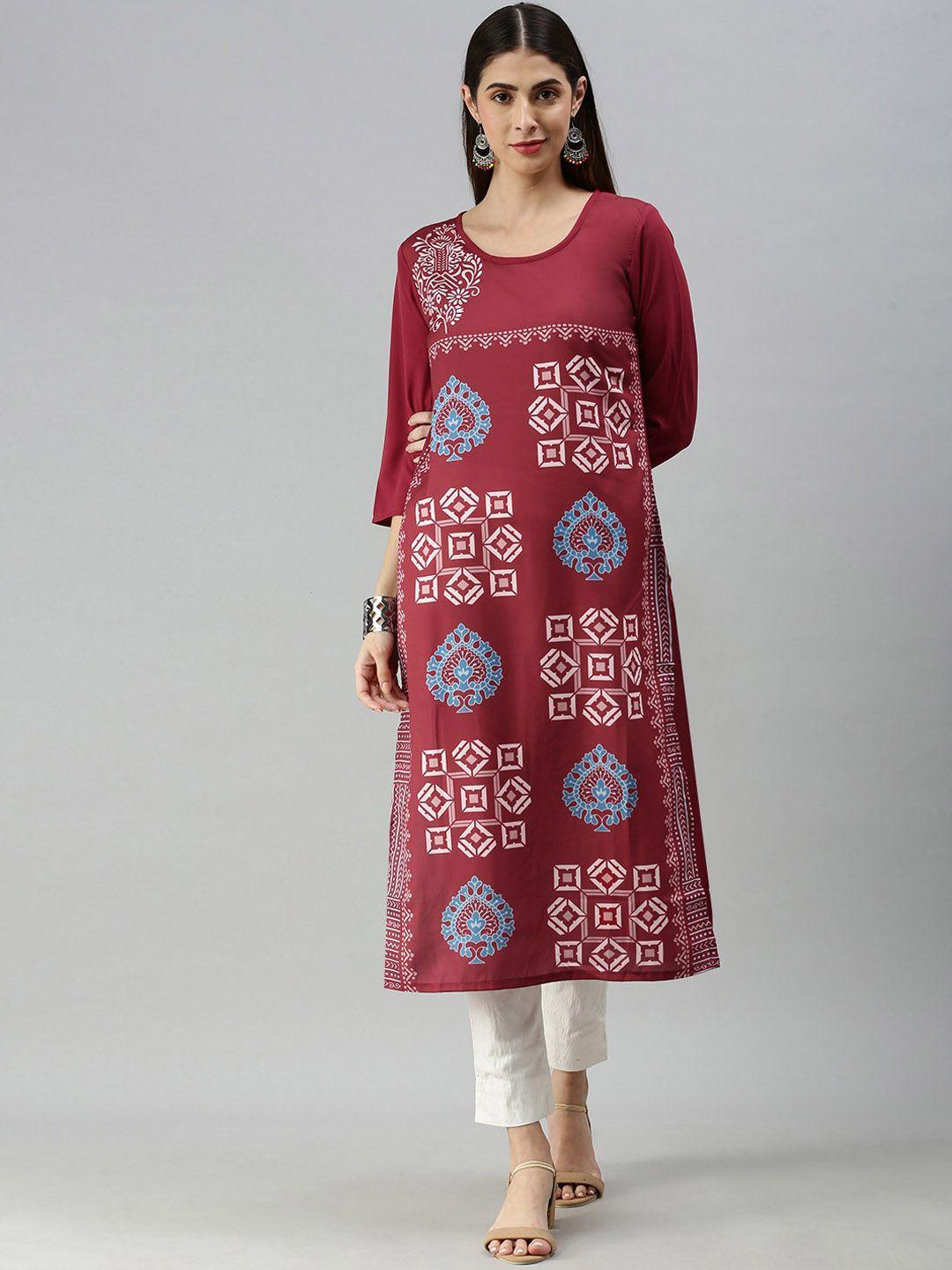 kalini geometric printed straight crepe kurta