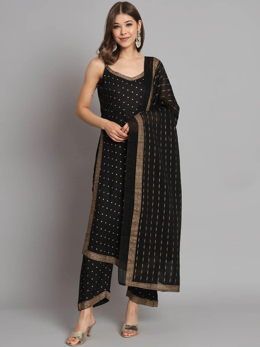 kalini geometric printed straight kurta with palazzos & dupatta