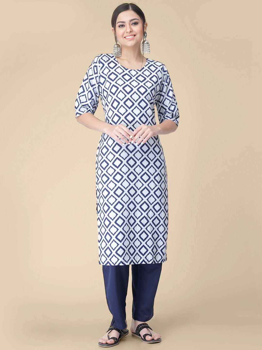 kalini geometric printed straight kurta with trousers