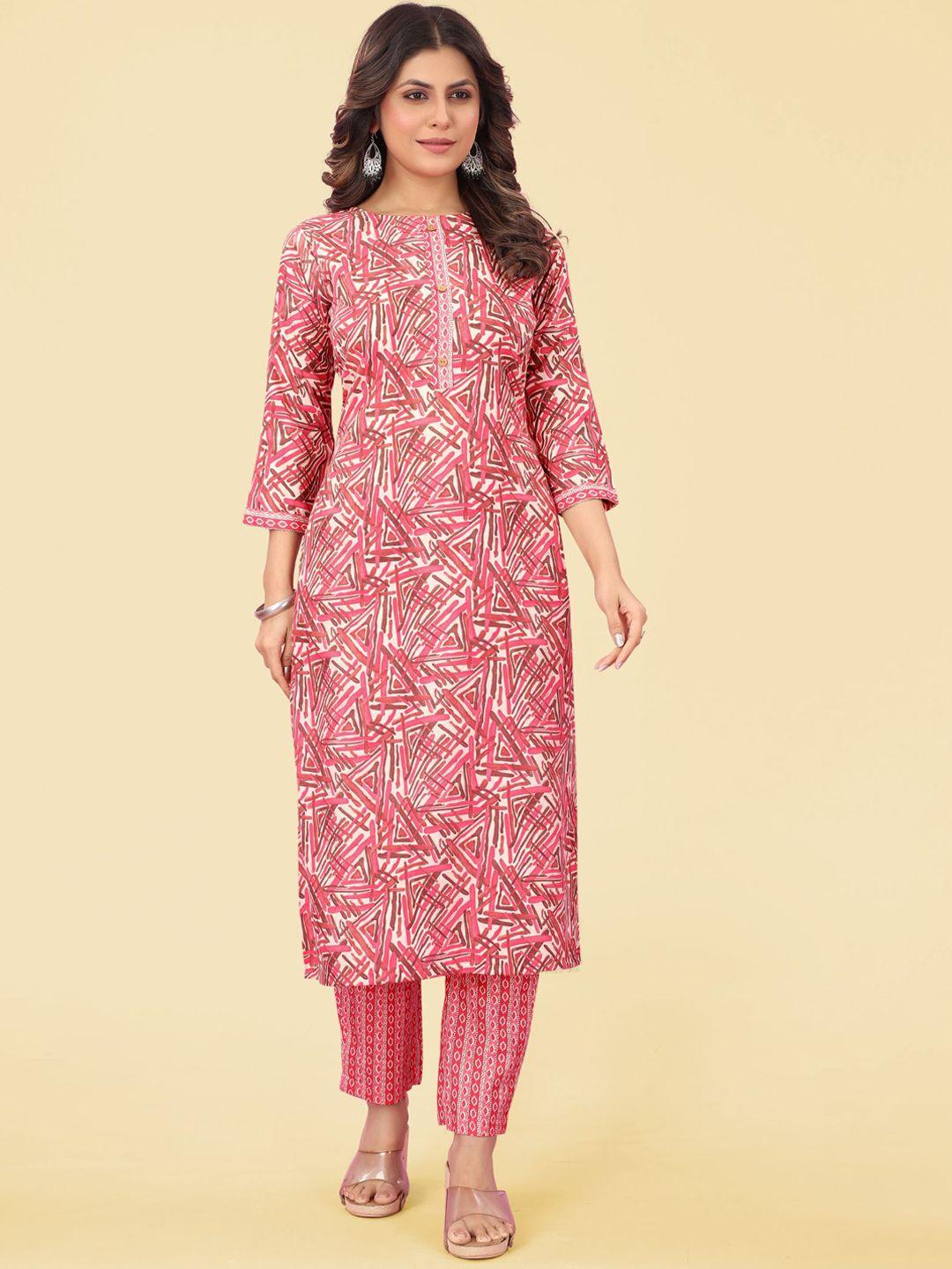 kalini geometric printed stright kurta with trousers