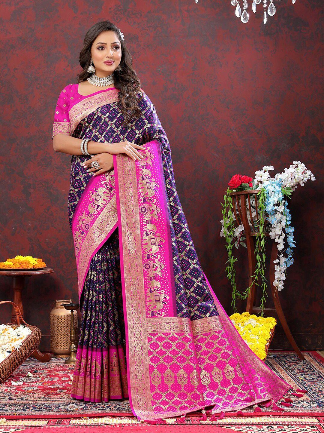 kalini geometric printed zari patola saree