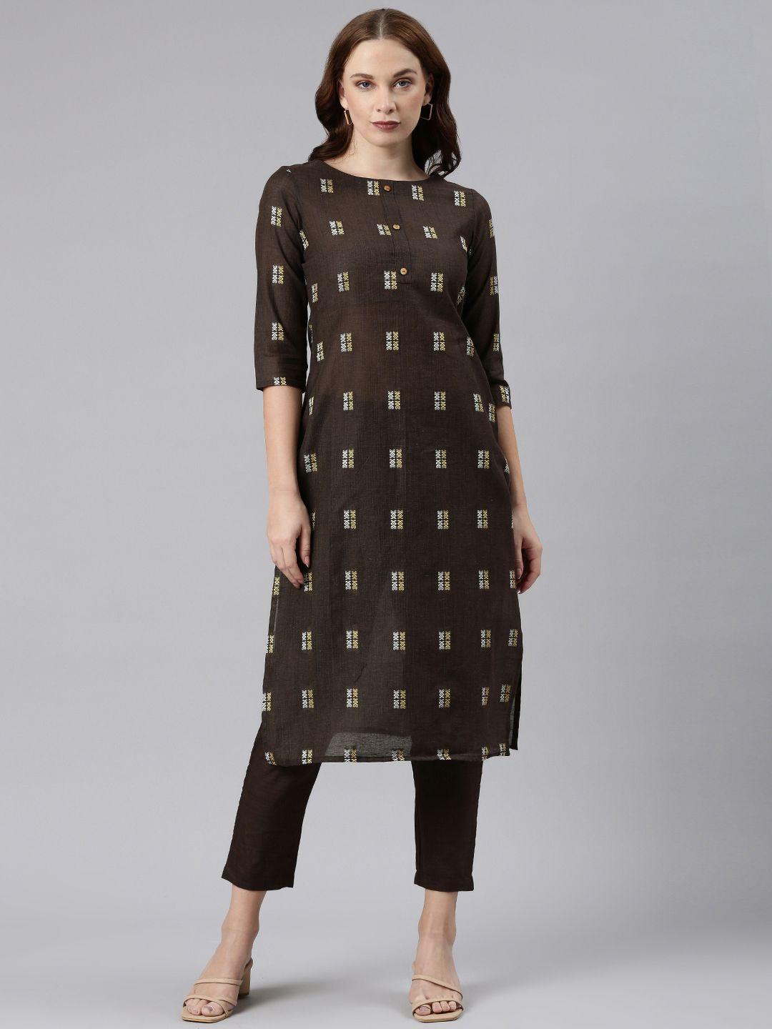 kalini geometric woven design kurta with trousers